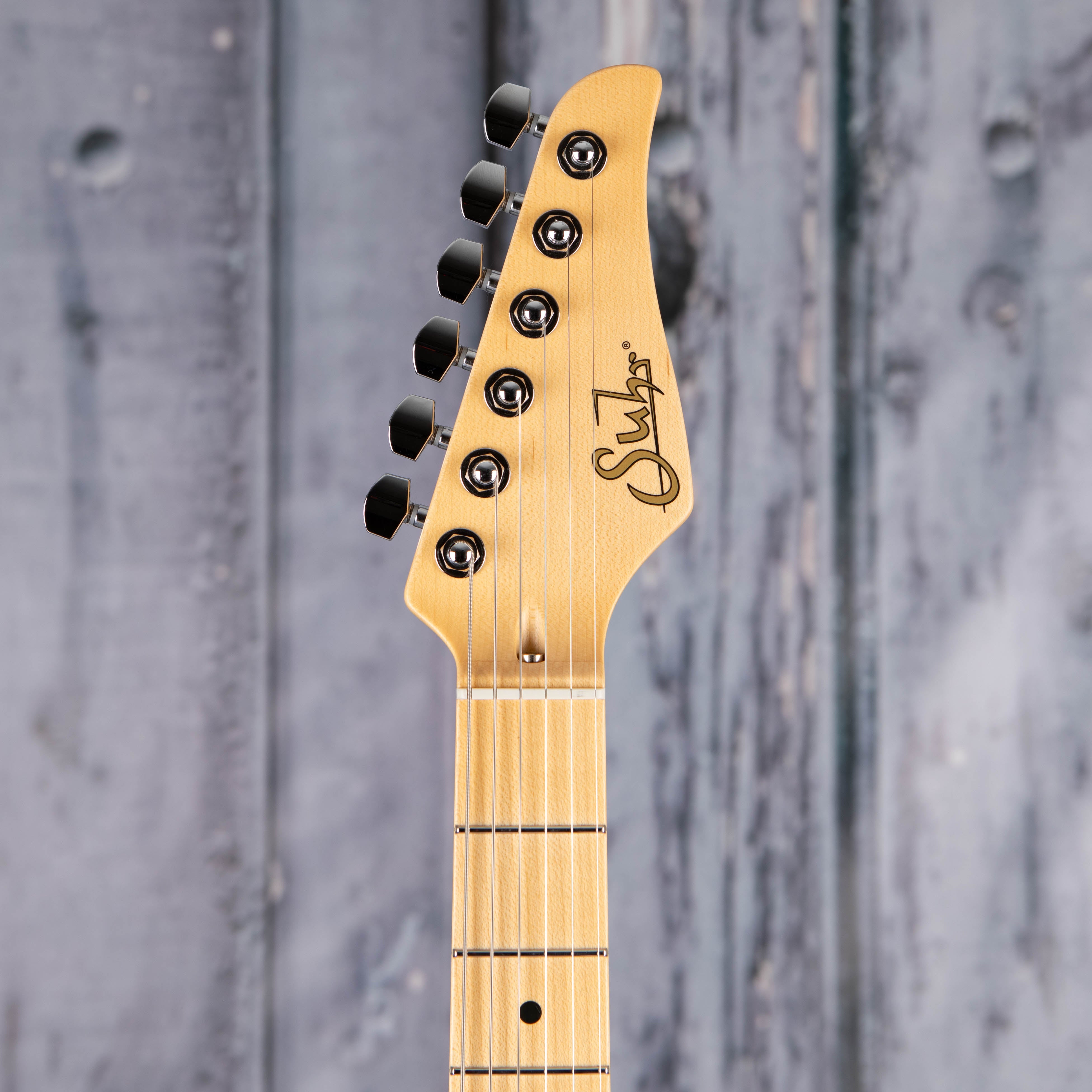 Suhr Classic S Electric Guitar, SSS, Sonic Blue, front headstock