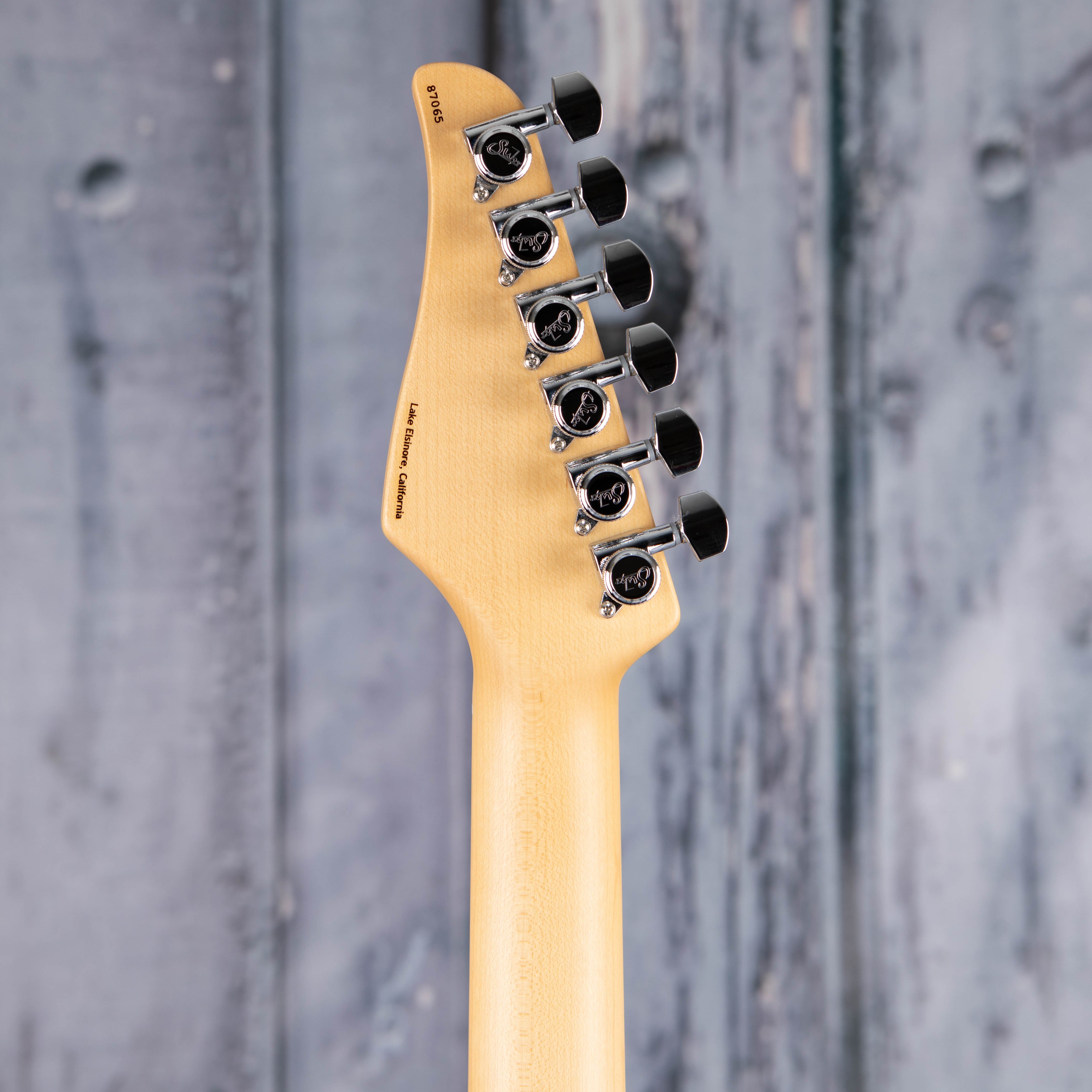 Suhr Classic S Electric Guitar, SSS, Sonic Blue, back headstock