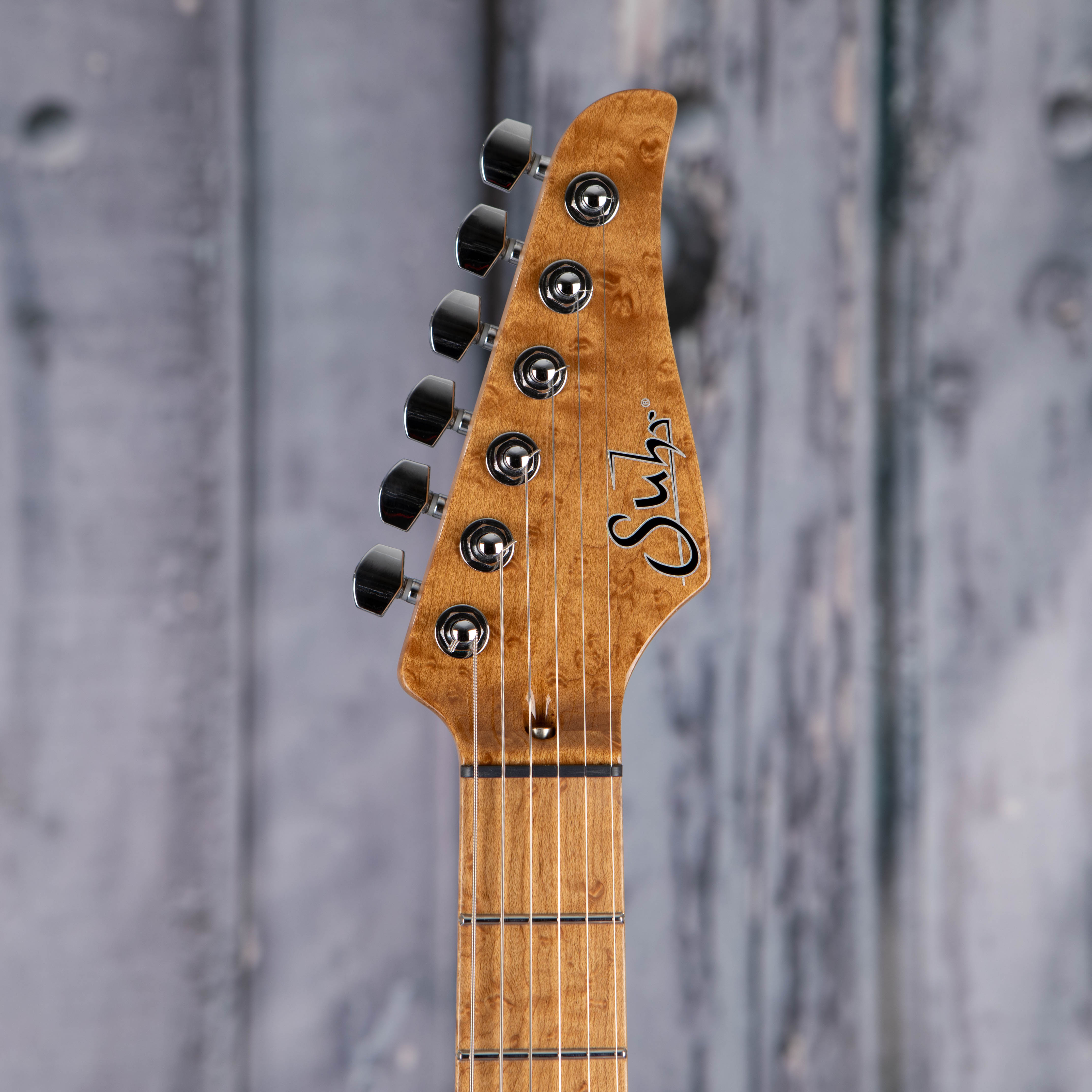 Suhr Classic S Paulownia Electric Guitar, 3-Tone Burst, front headstock