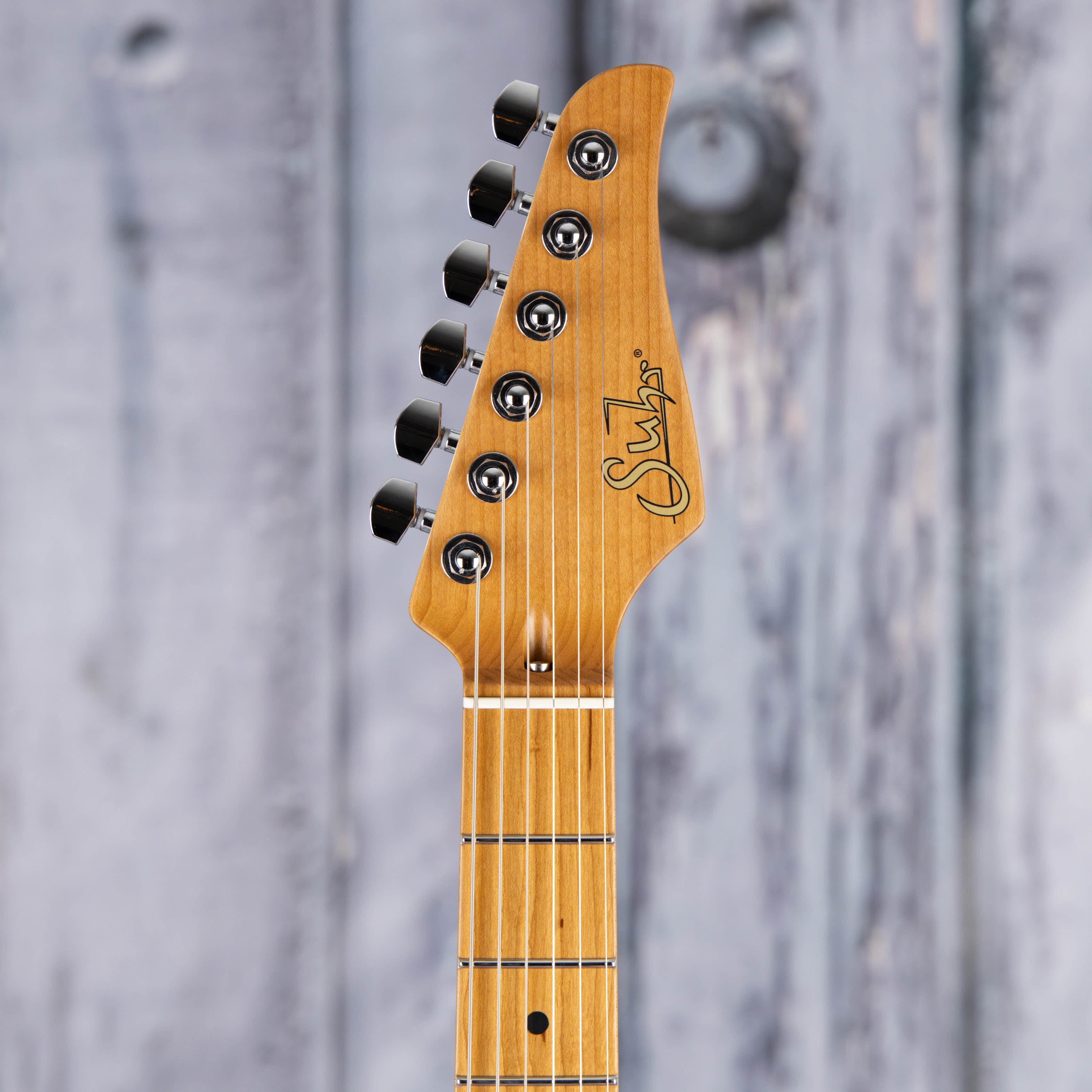 Suhr Standard Plus Electric Guitar, HSS, Bengal Burst, front headstock