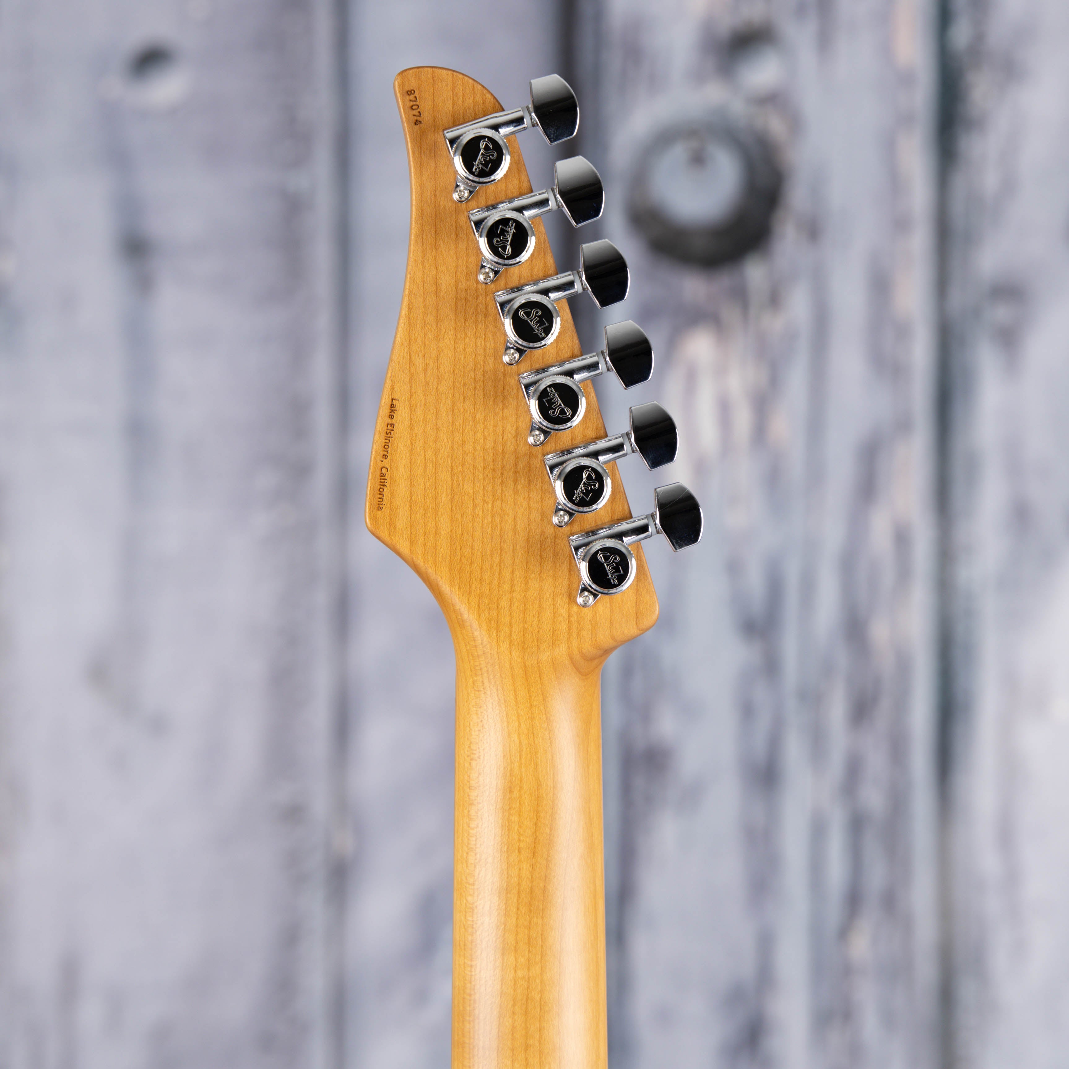Suhr Standard Plus Electric Guitar, HSS, Bengal Burst, back headstock