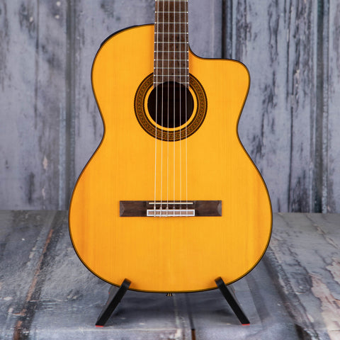 Takamine GC5CE-NAT Classical Acoustic/Electric Guitar, Natural, front closeup