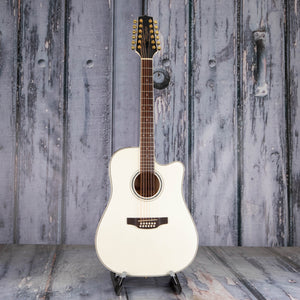 Takamaine GD37CE-12 12-String Acoustic/Electric Guitar, Pearl White, front