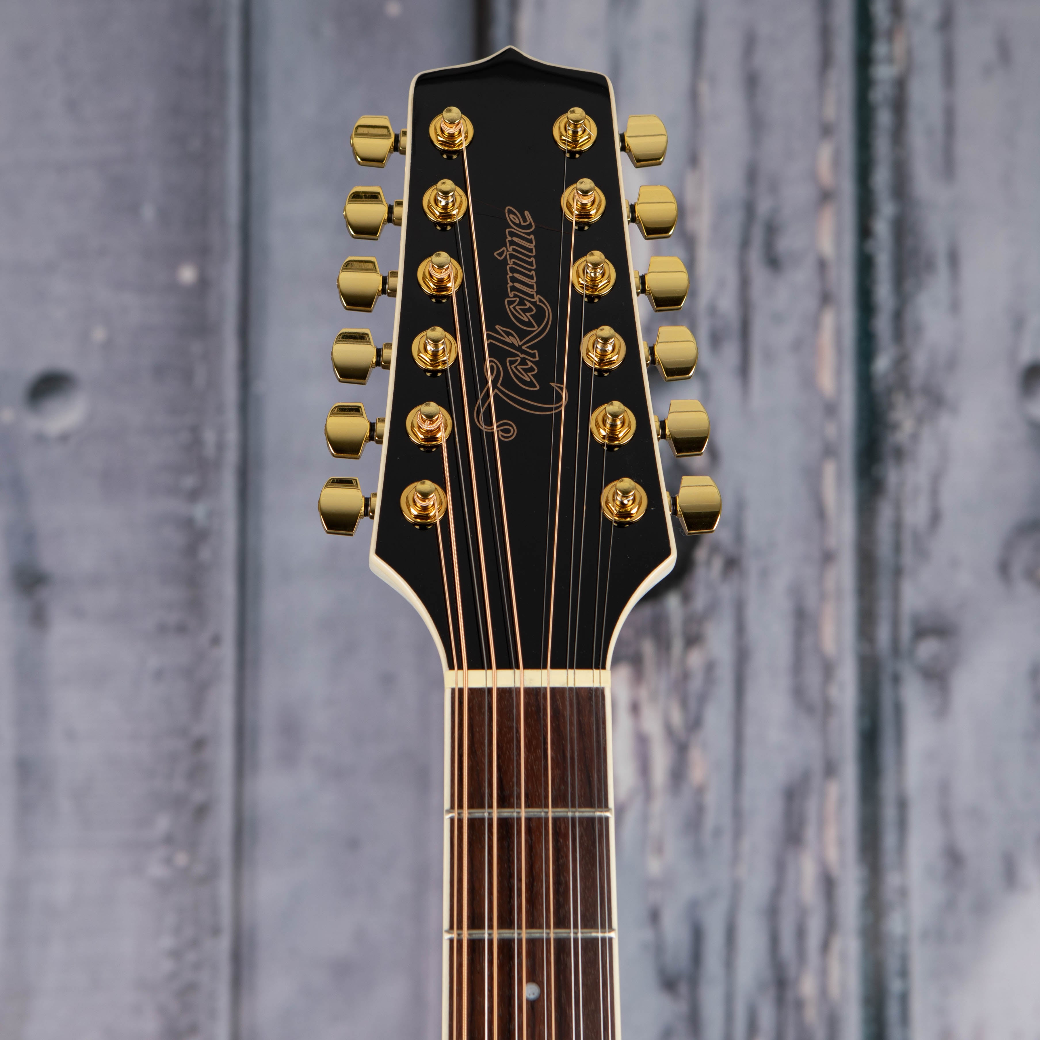 Takamaine GD37CE-12 12-String Acoustic/Electric Guitar, Pearl White, front headstock