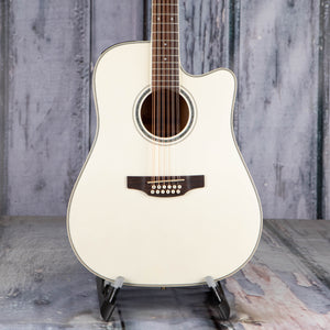 Takamaine GD37CE-12 12-String Acoustic/Electric Guitar, Pearl White, front closeup