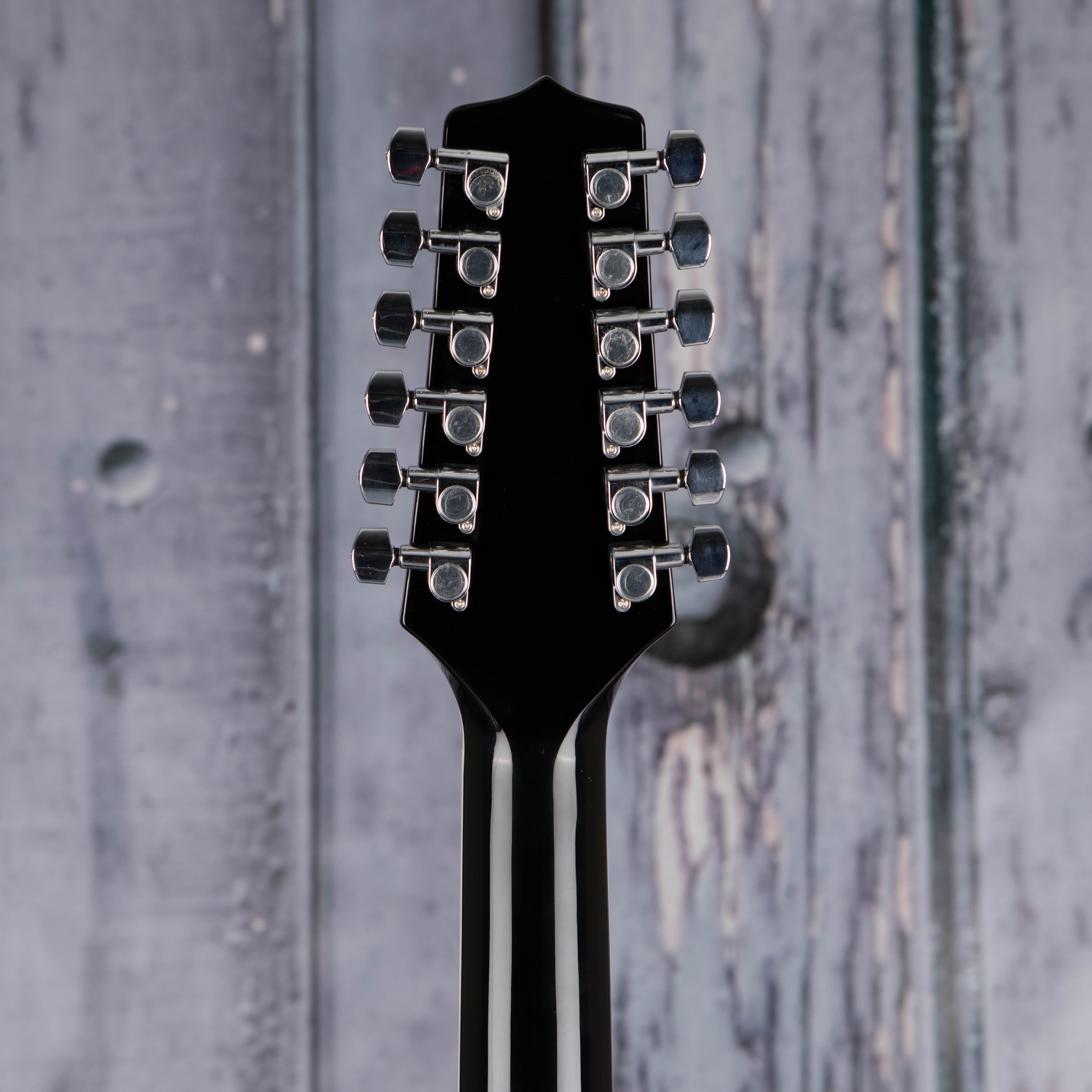 Takamine GD38CE 12-String Acoustic/Electric Guitar, Gloss Black, back headstock
