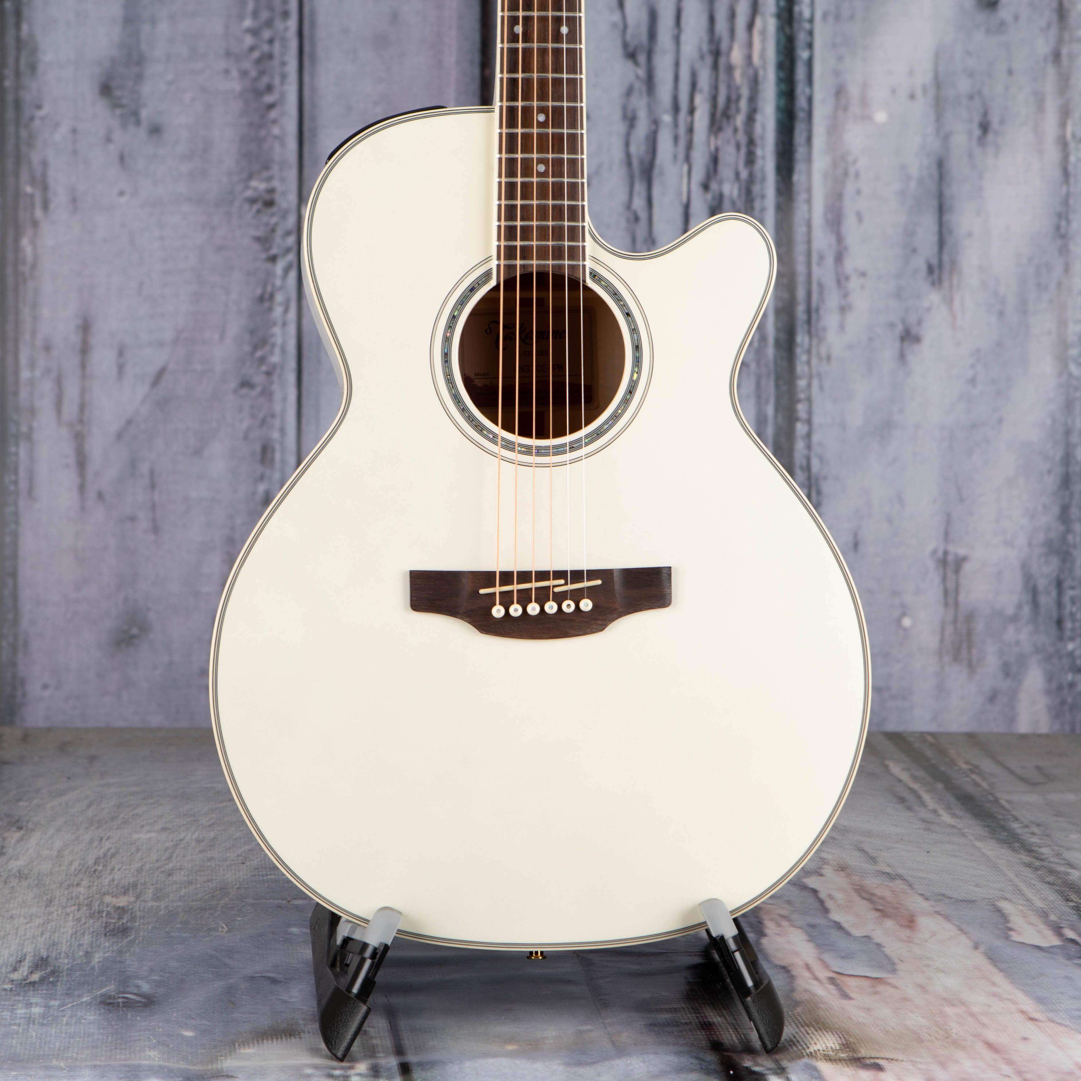 Takamine GN37CE Acoustic/Electric Guitar, Pearl White, front closeup