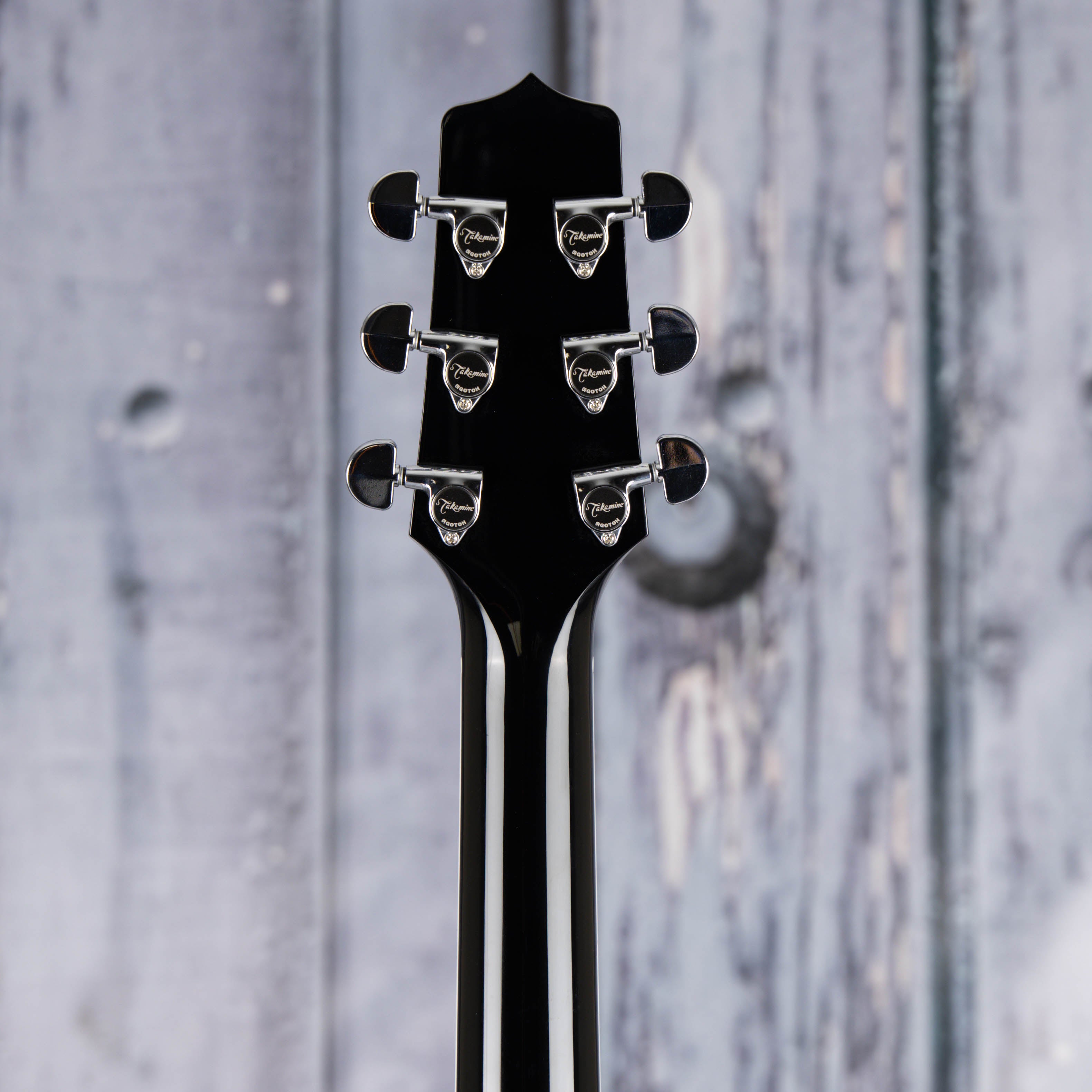 Takamine Legacy EF341SC Acoustic/Electric Guitar, Gloss Black, back headstock