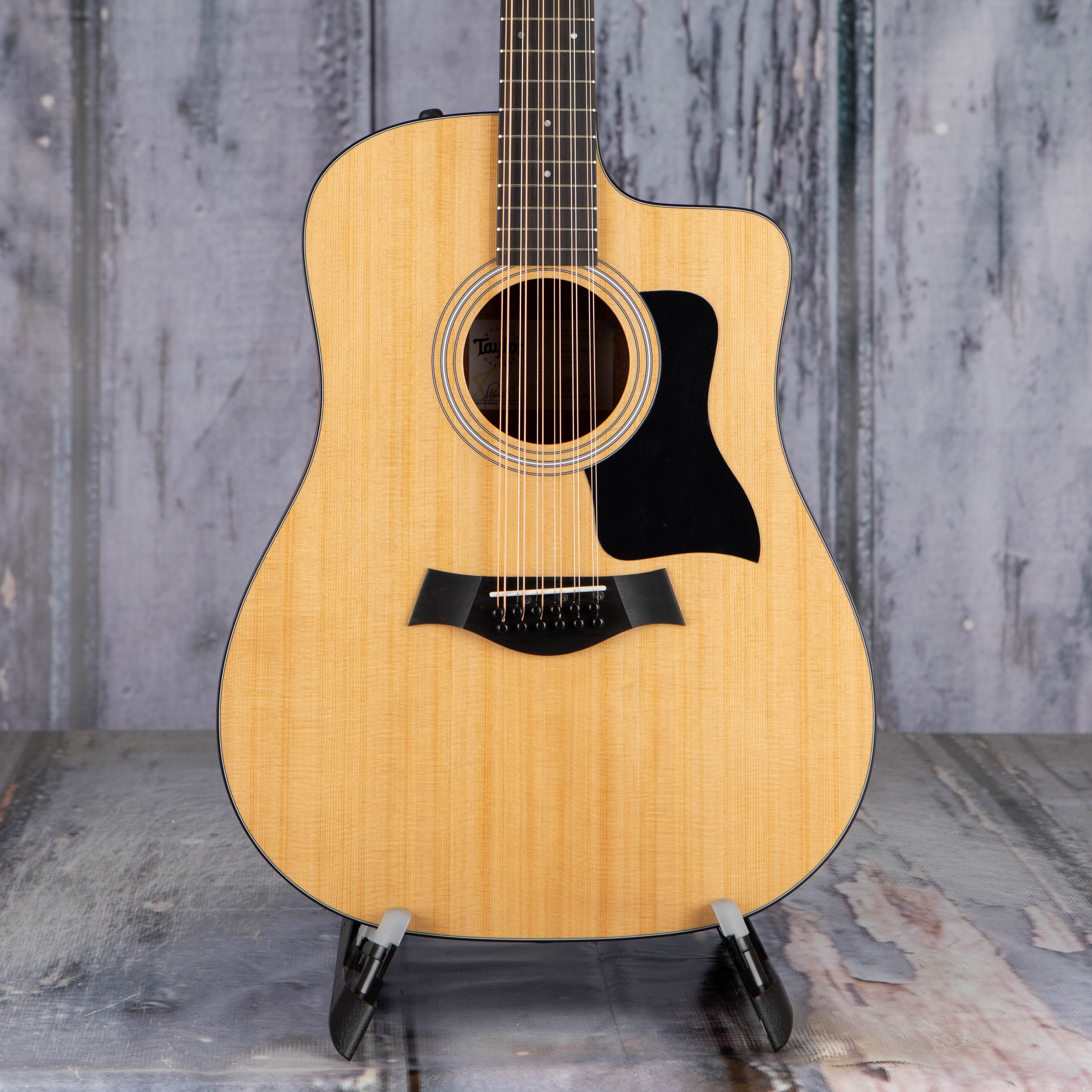 Taylor 150ce 12-String Acoustic/Electric Guitar, Natural, front closeup