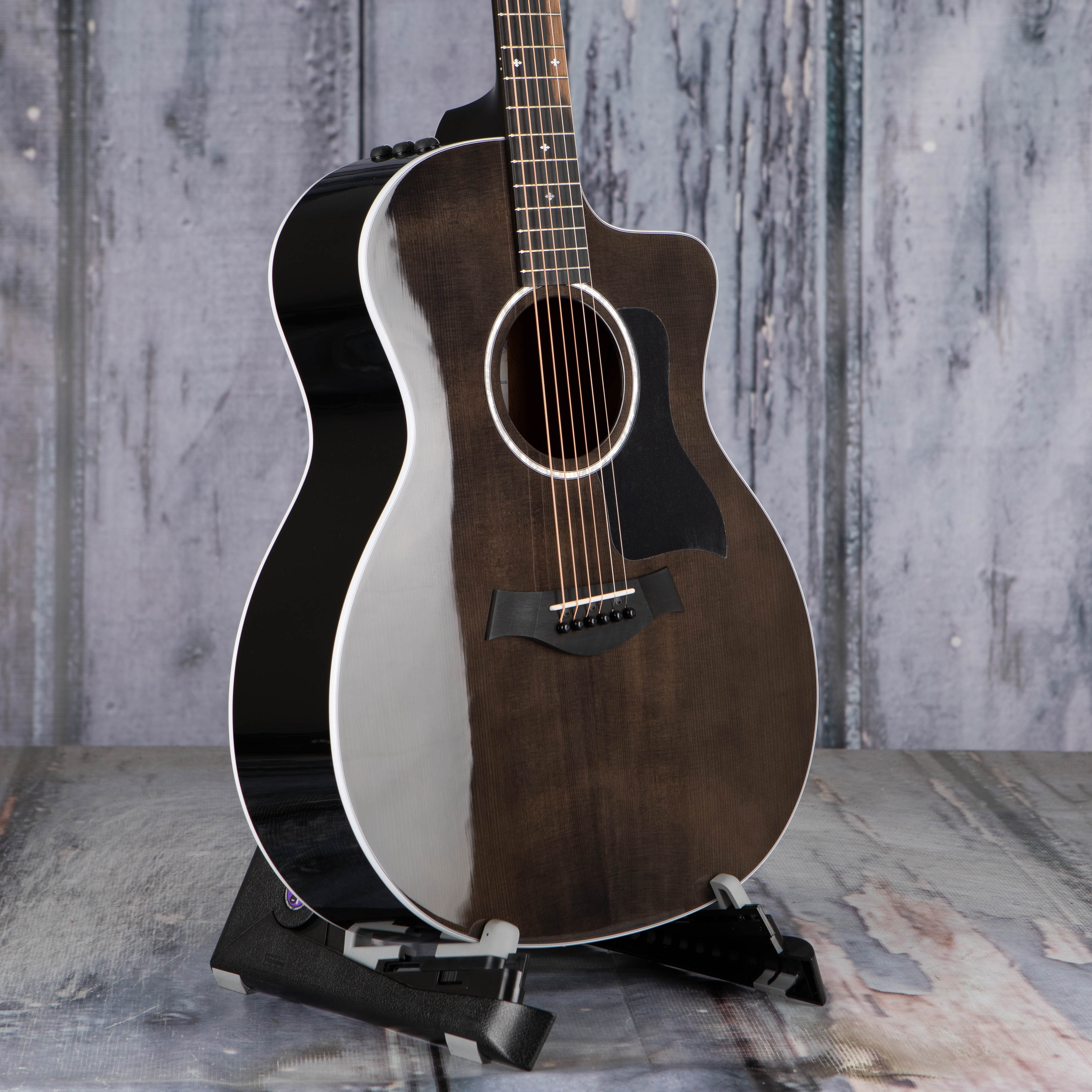 Taylor 214ce Plus Special Edition Acoustic/Electric Guitar, Trans Grey, angle
