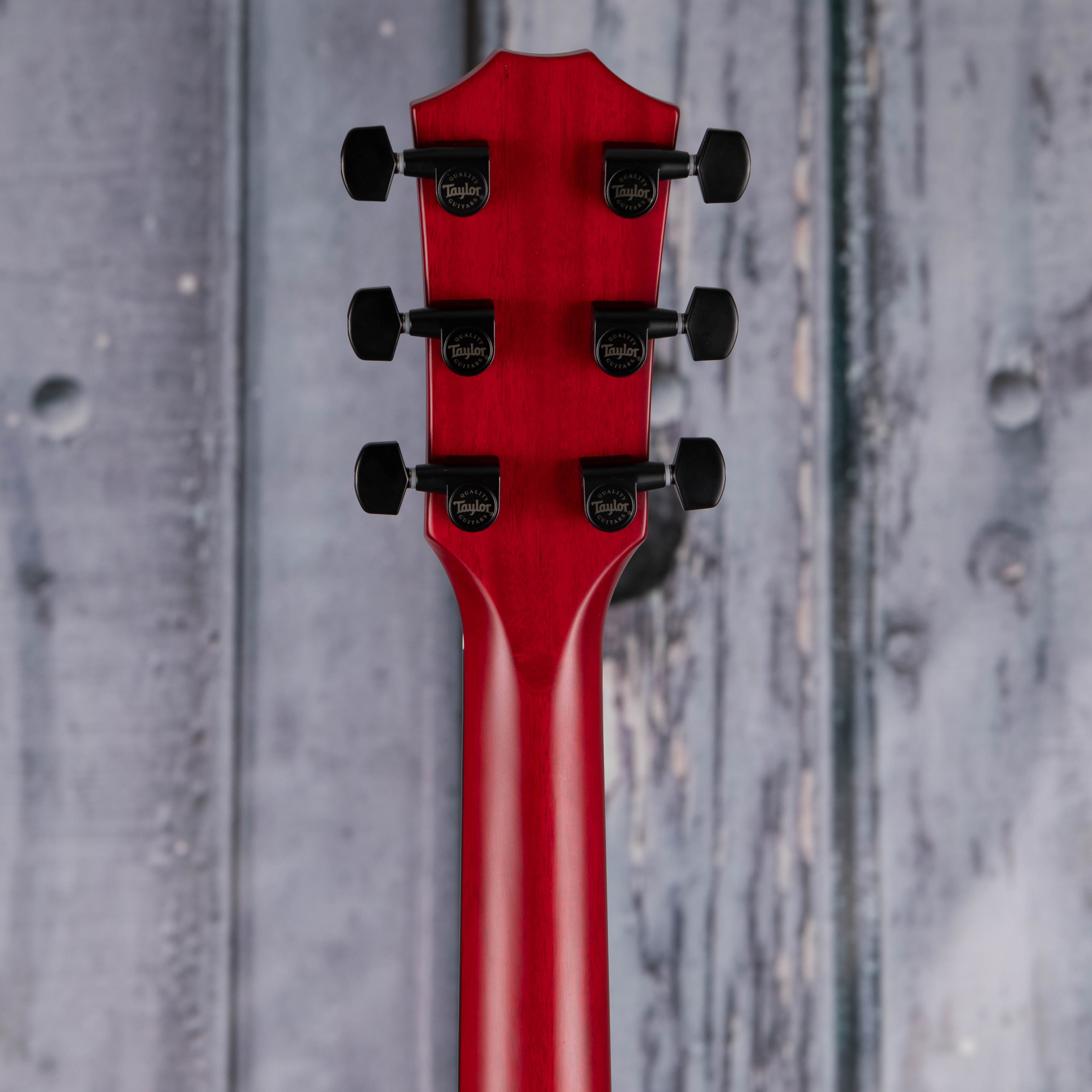 Taylor 224ce Plus Special Edition Acoustic/Electric Guitar, Trans Red, back headstock