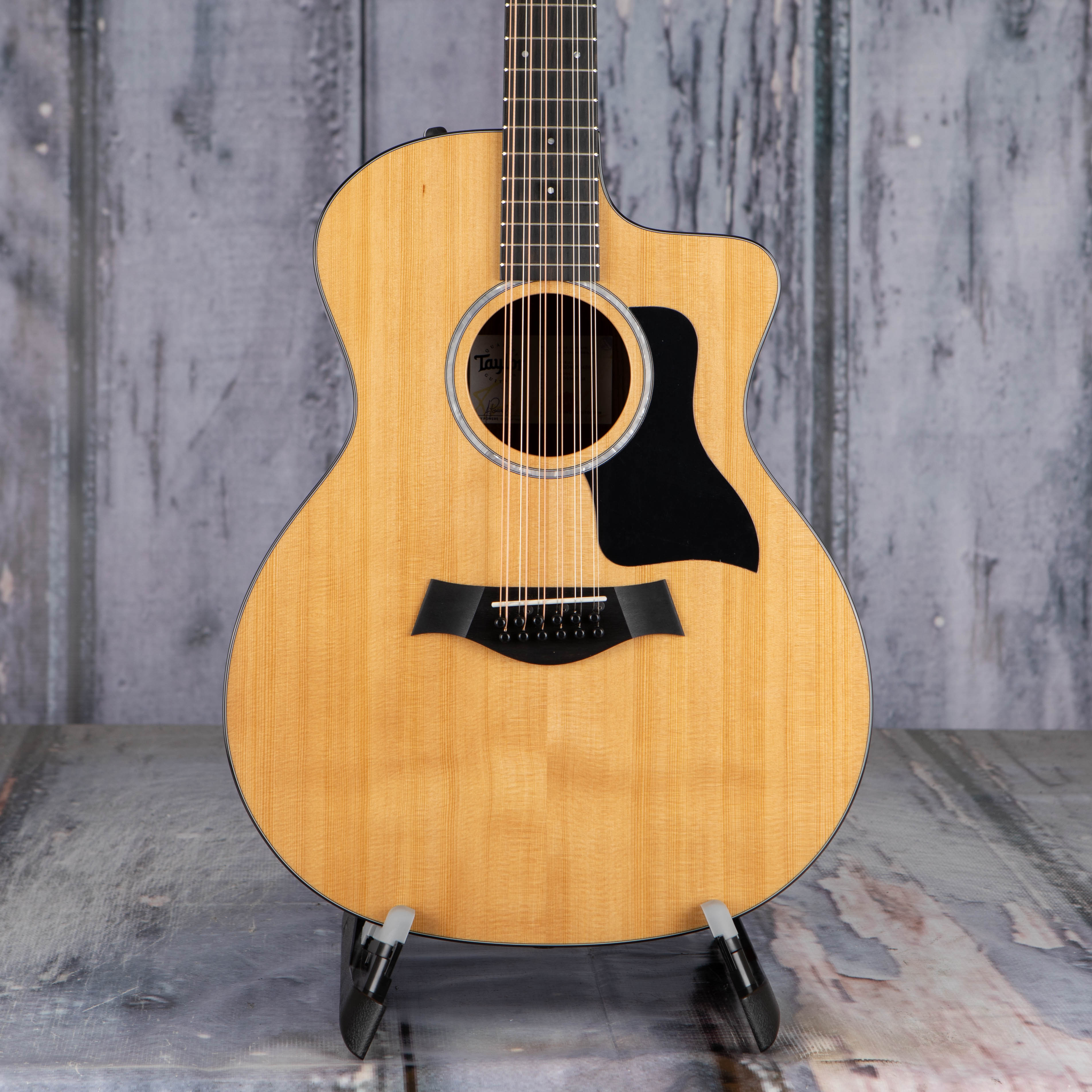 Taylor 254ce Plus 12-String Acoustic/Electric Guitar, Natural, front closeup
