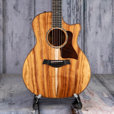 Taylor 724ce Hawaiian Koa Acoustic/Electric Guitar, Natural, front closeup