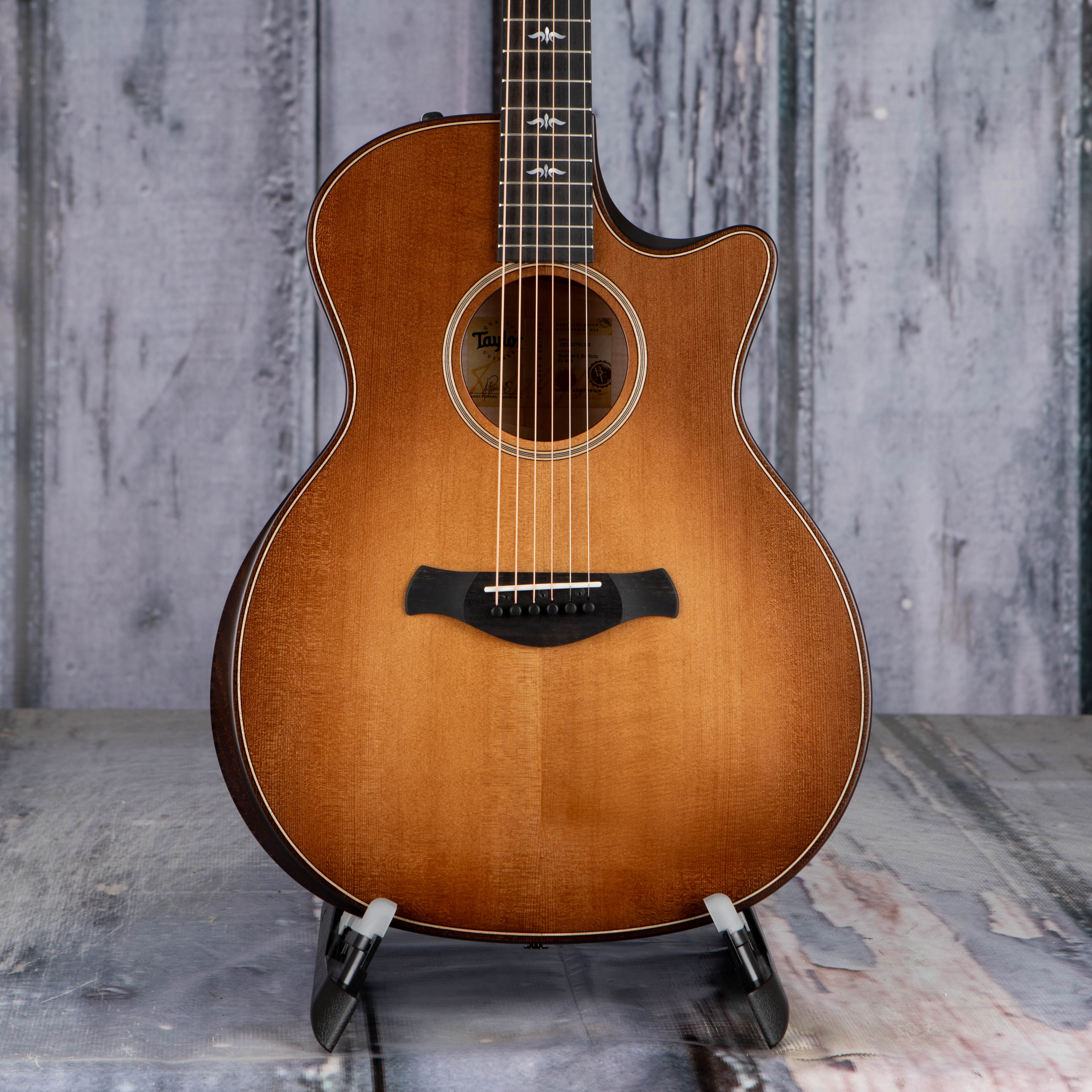 Taylor Builder's Edition 614ce Acoustic/Electric Guitar, Wild Honey Burst, front closeup