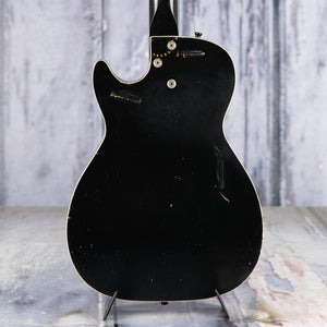 Used Airline Harmony Stratotone Electric Guitar, Black, back closeup