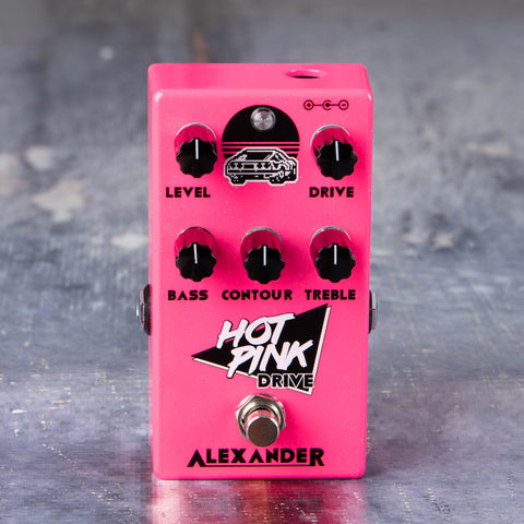 Used Alexander Pedals Hot Pink Drive Effects Pedal, front