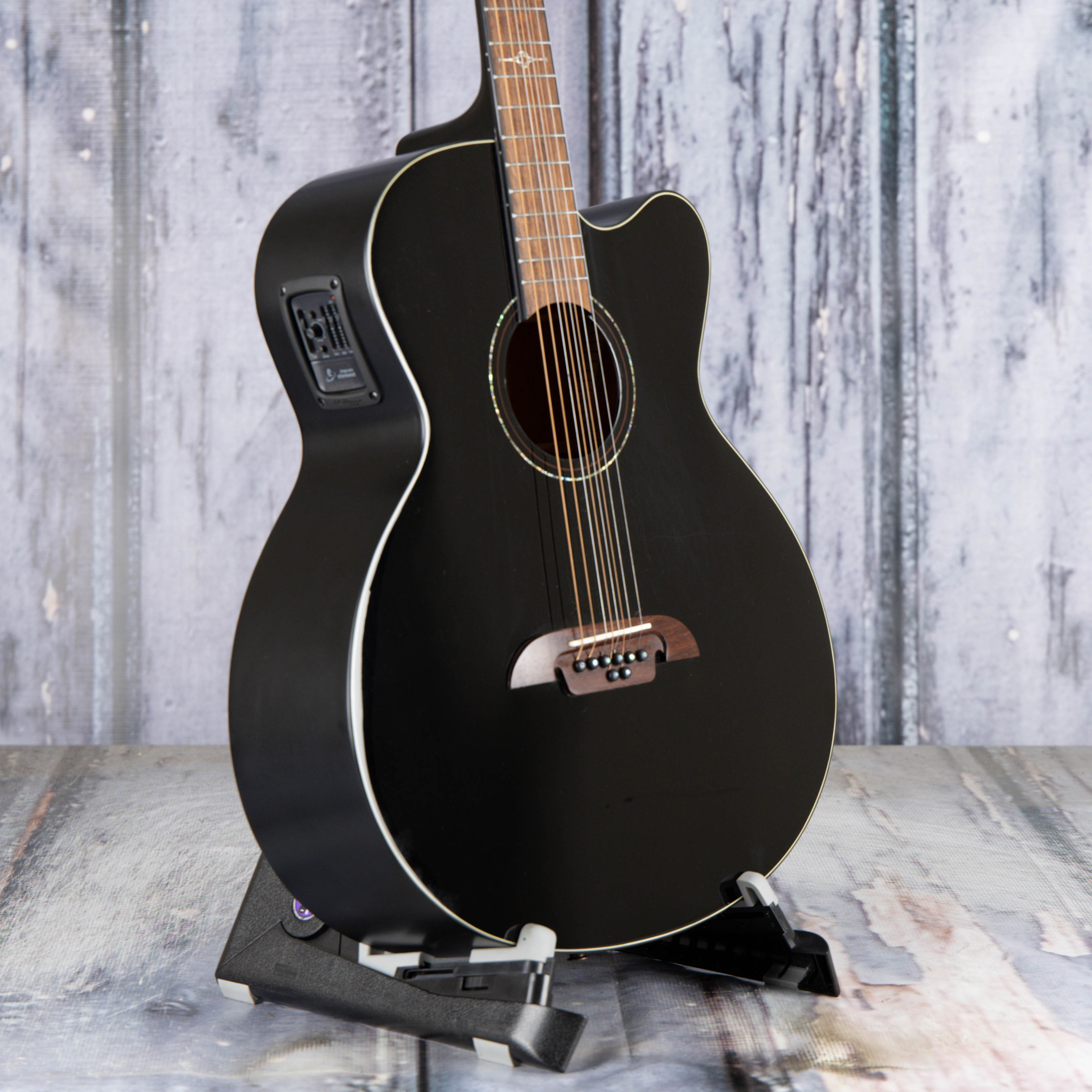 Used Alvarez ABT600E 8-String Baritone Acoustic/Electric Guitar, Black, angle