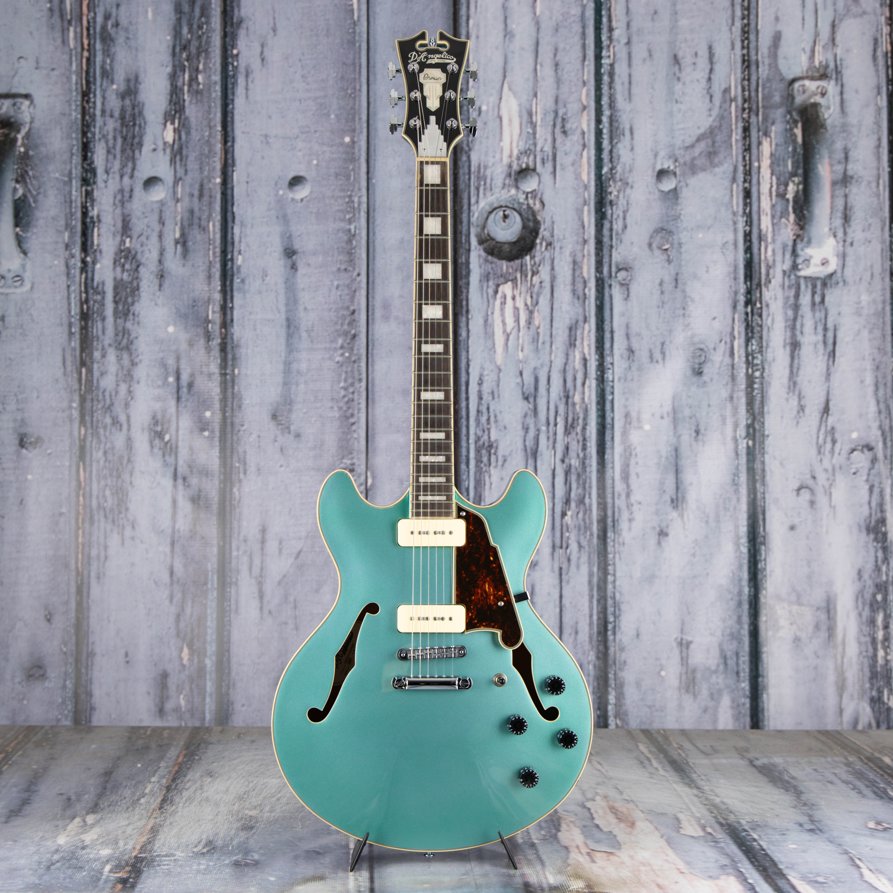 Used D'Angelico Premier DC Boardwalk P90 Semi-Hollowbody Guitar, Turquoise, front