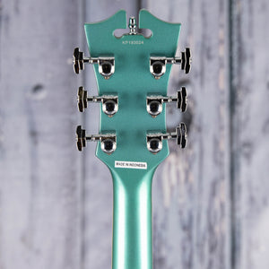 Used D'Angelico Premier DC Boardwalk P90 Semi-Hollowbody Guitar, Turquoise, back headstock
