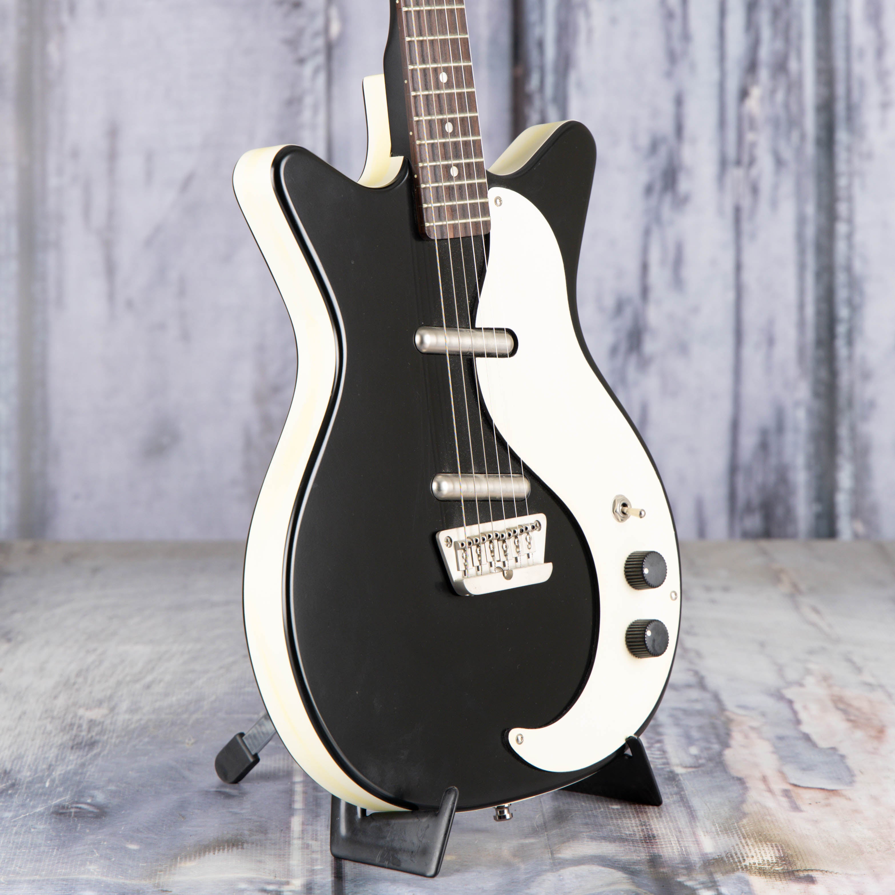 Used Danelectro DC Electric Guitar, 2001, Ebony, angle