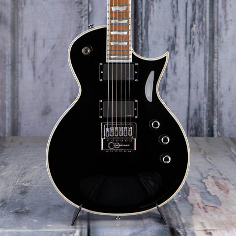 Used ESP LTD EC-1000 Deluxe EverTune Electric Guitar, Black, front closeup