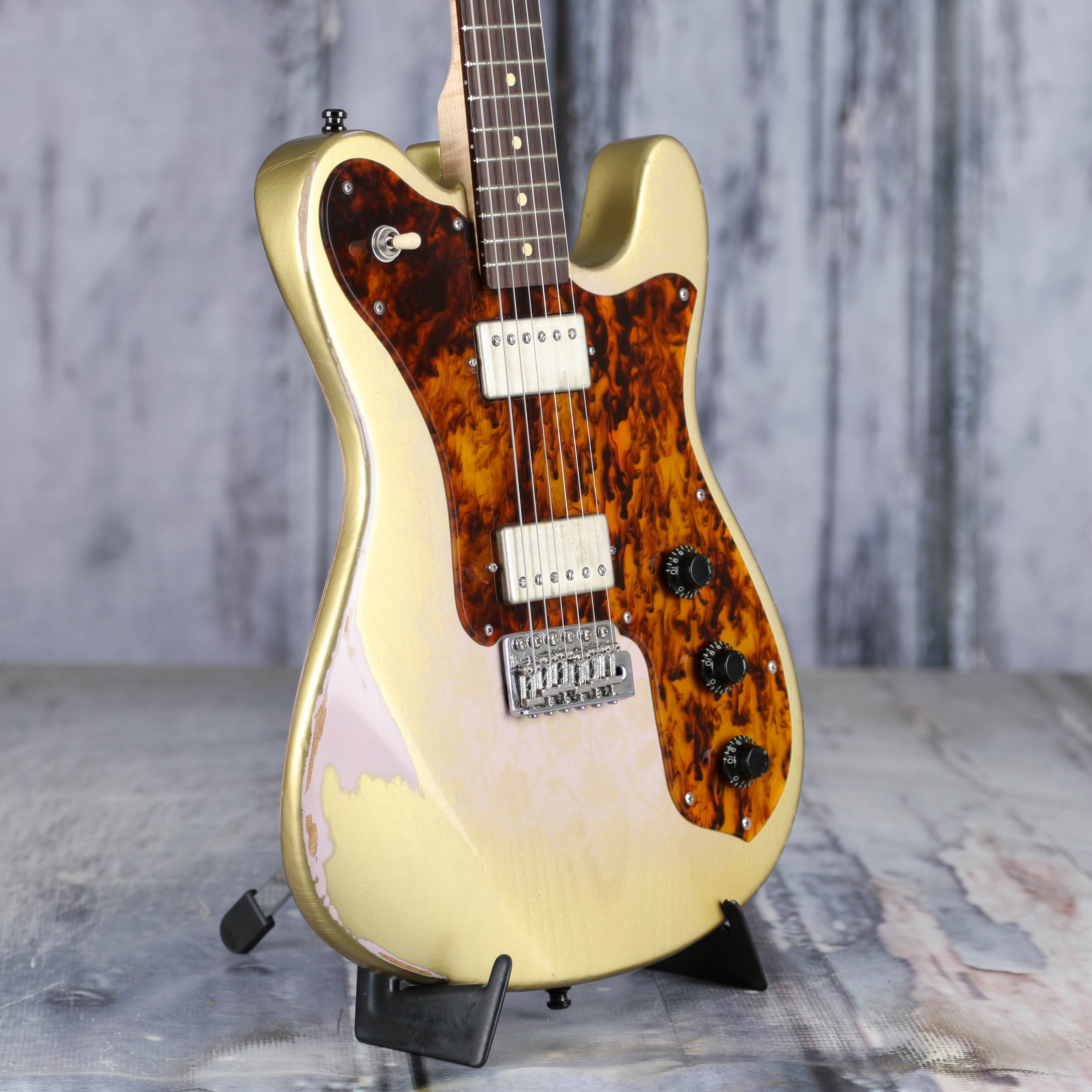 Used Echo Park Clarence Deluxe Electric Guitar, 2023, Bullion Gold, angle