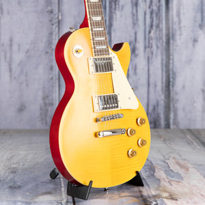 Used Epiphone 1959 Les Paul Standard Electric Guitar, 2023, Lemon Amber Flame Top, angle