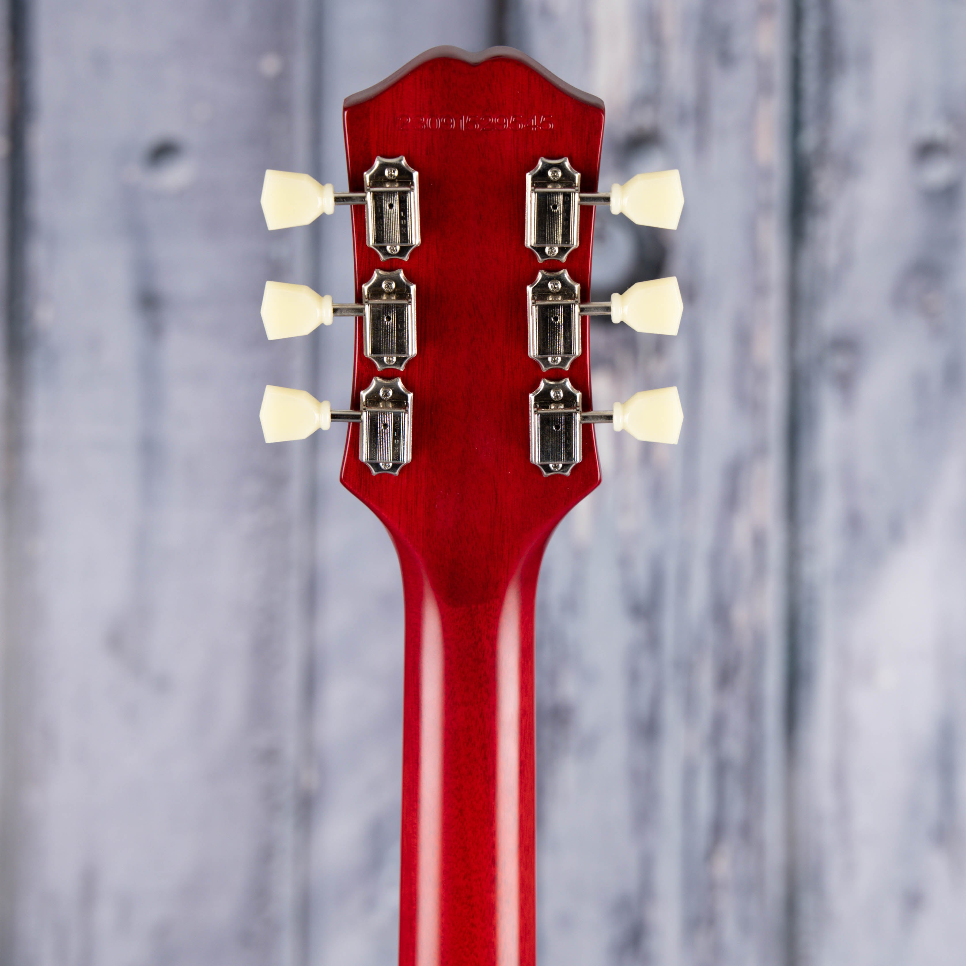 Used Epiphone 1959 Les Paul Standard Electric Guitar, 2023, Lemon Amber Flame Top, back headstock