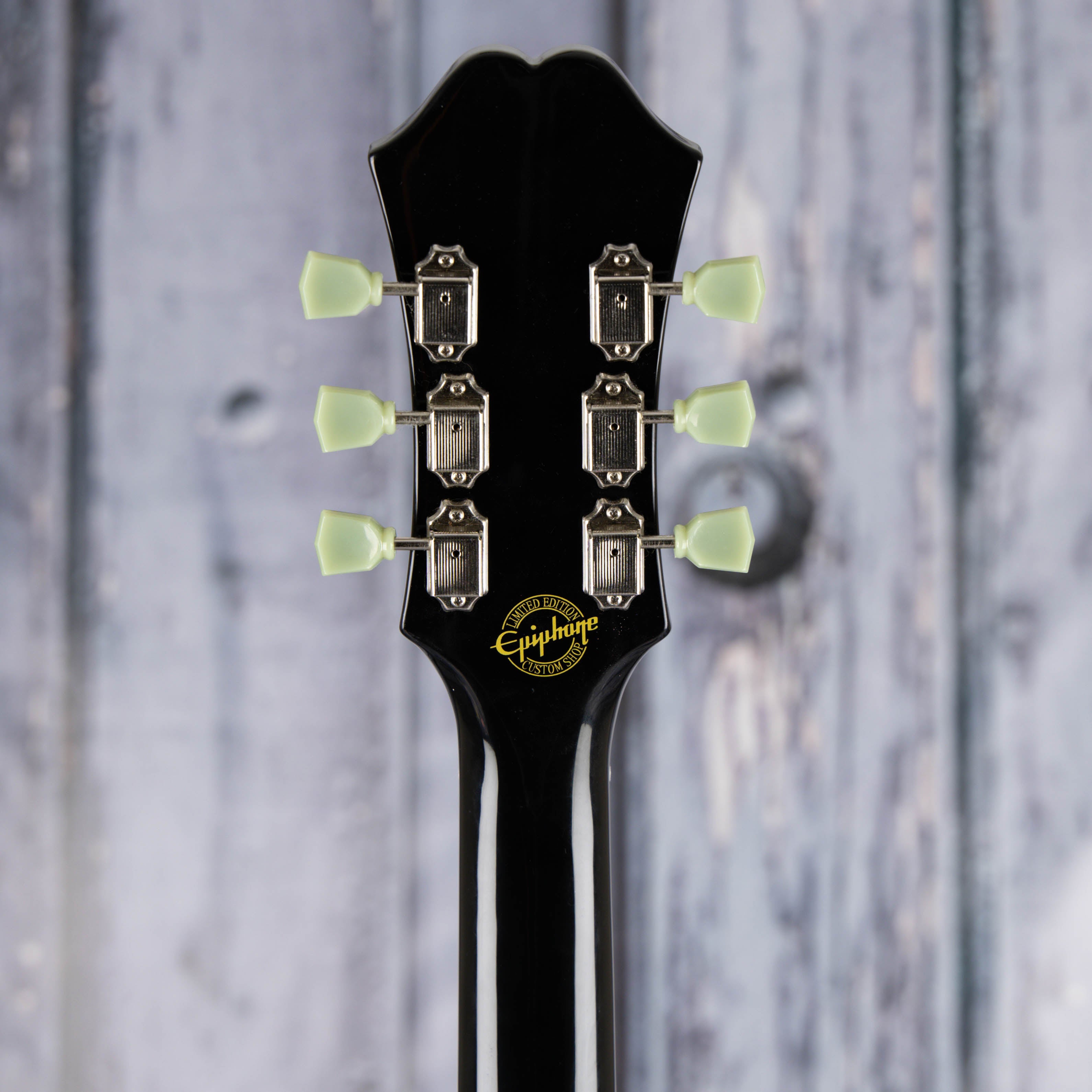 Used Epiphone ES-335 PRO Semi-Hollowbody Guitar, Ebony, back headstock