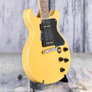 Used Epiphone Inspired By Gibson Custom 1960 Les Paul Special Double Cut Reissue Electric Guitar, TV Yellow, angle
