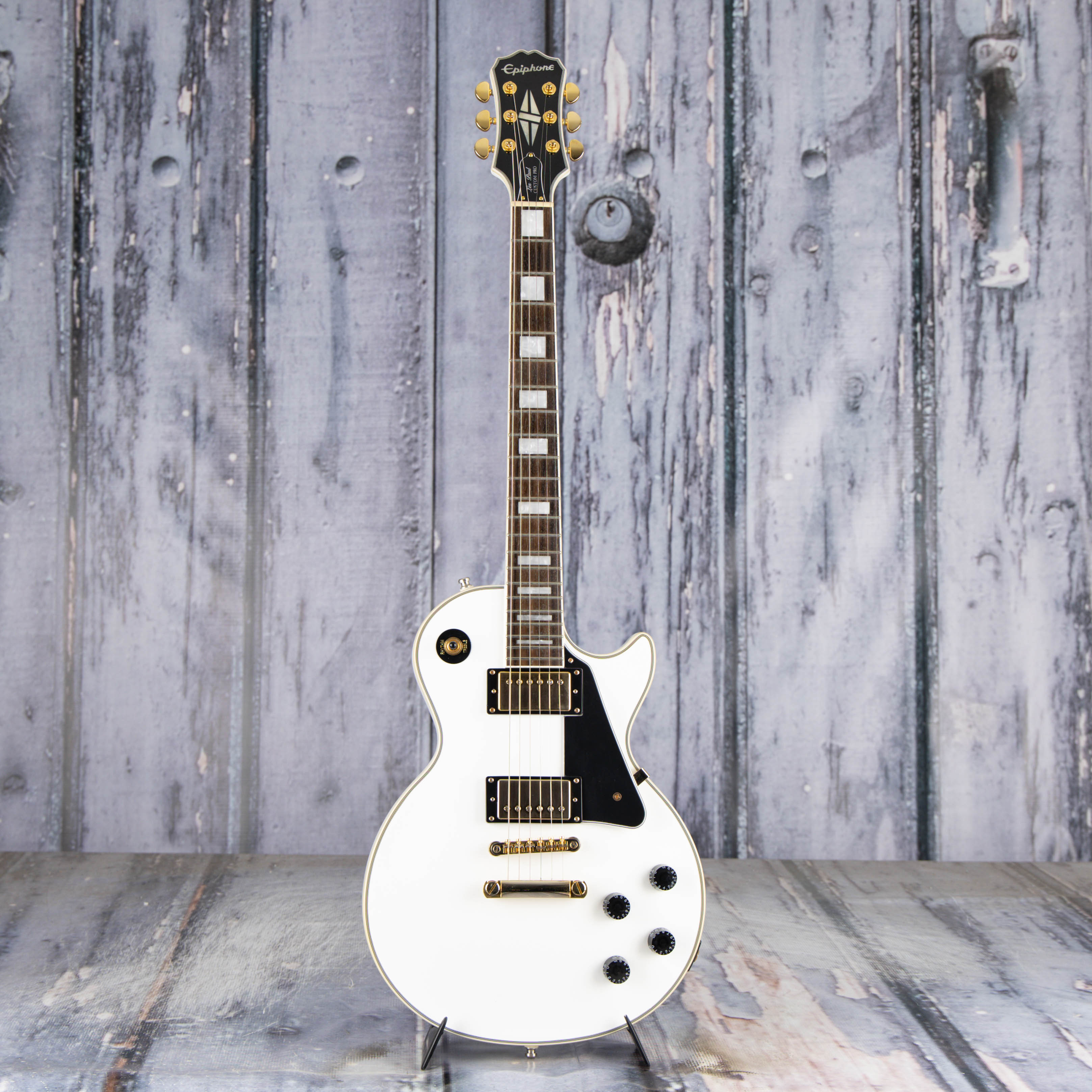 Used Epiphone Les Paul Custom PRO Electric Guitar, Alpine White, front