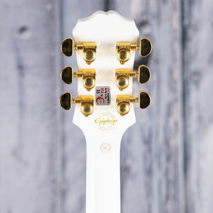 Used Epiphone Les Paul Custom PRO Electric Guitar, Alpine White, back headstock