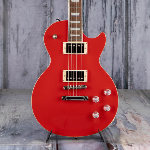 Used Epiphone Les Paul Muse Electric Guitar, 2022, Scarlet Red Metallic, front closeup