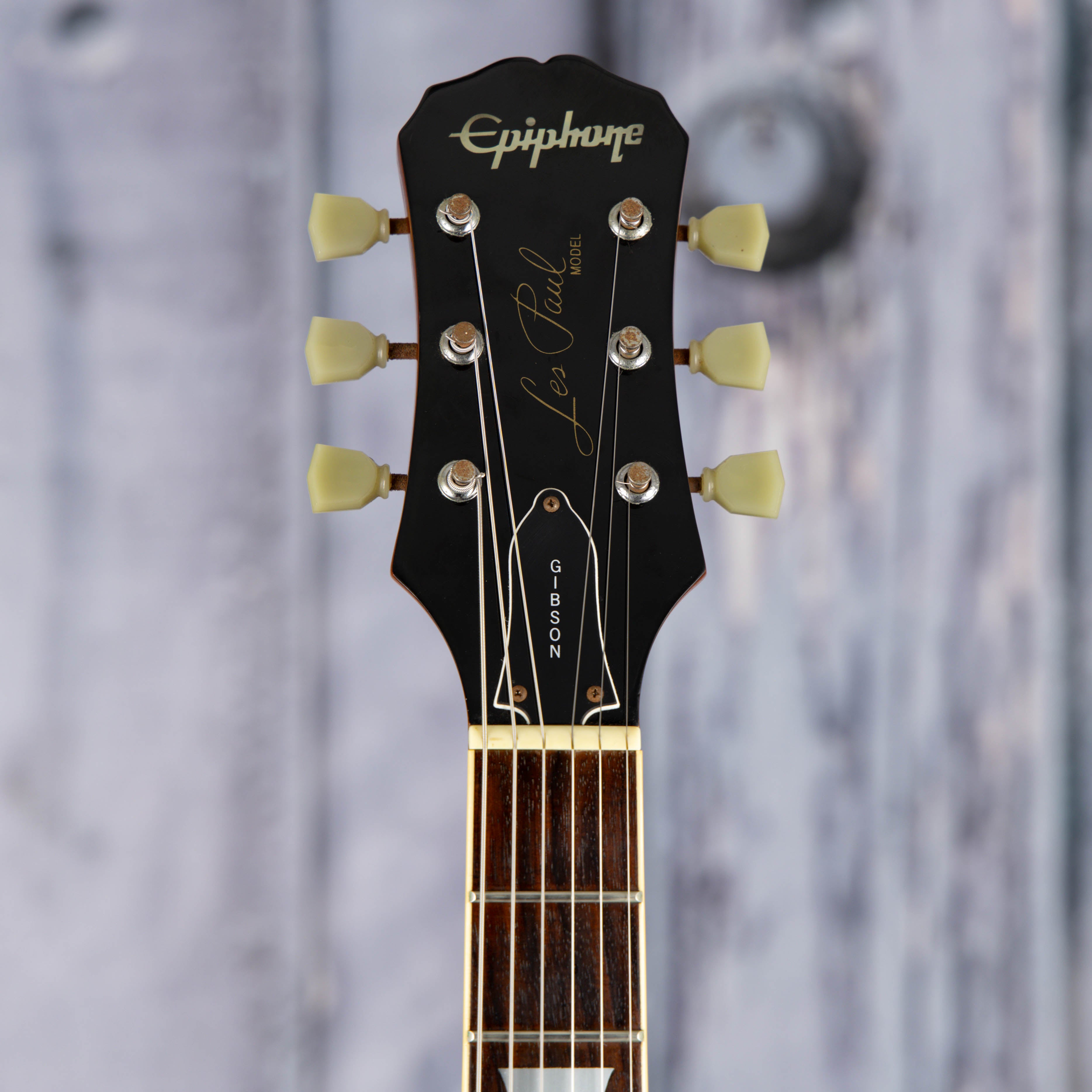 Used Epiphone Les Paul Standard Electric Guitar, Honeyburst, front headstock