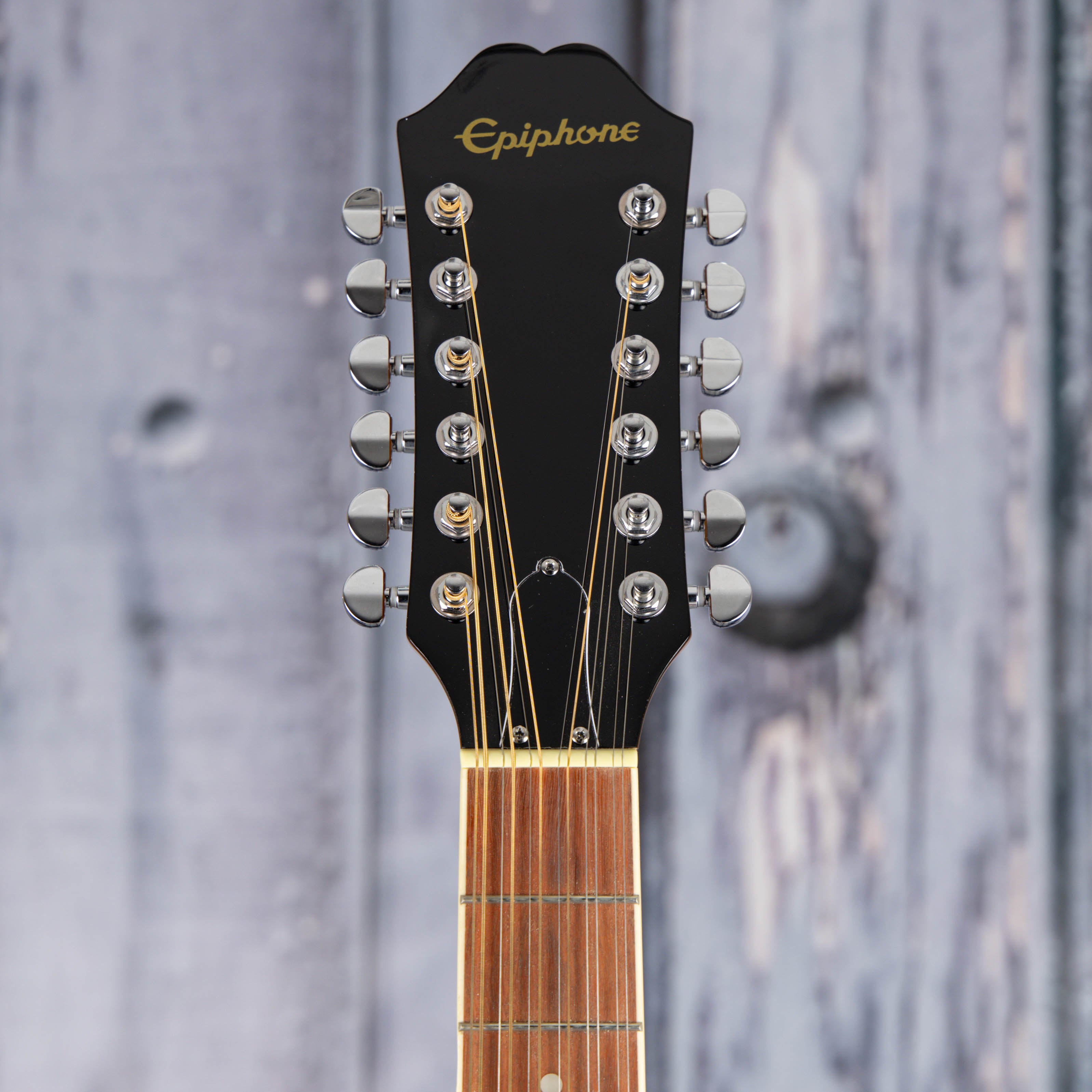 Used Epiphone Songmaker DR-212 12-String Acoustic Guitar, Natural, front headstock