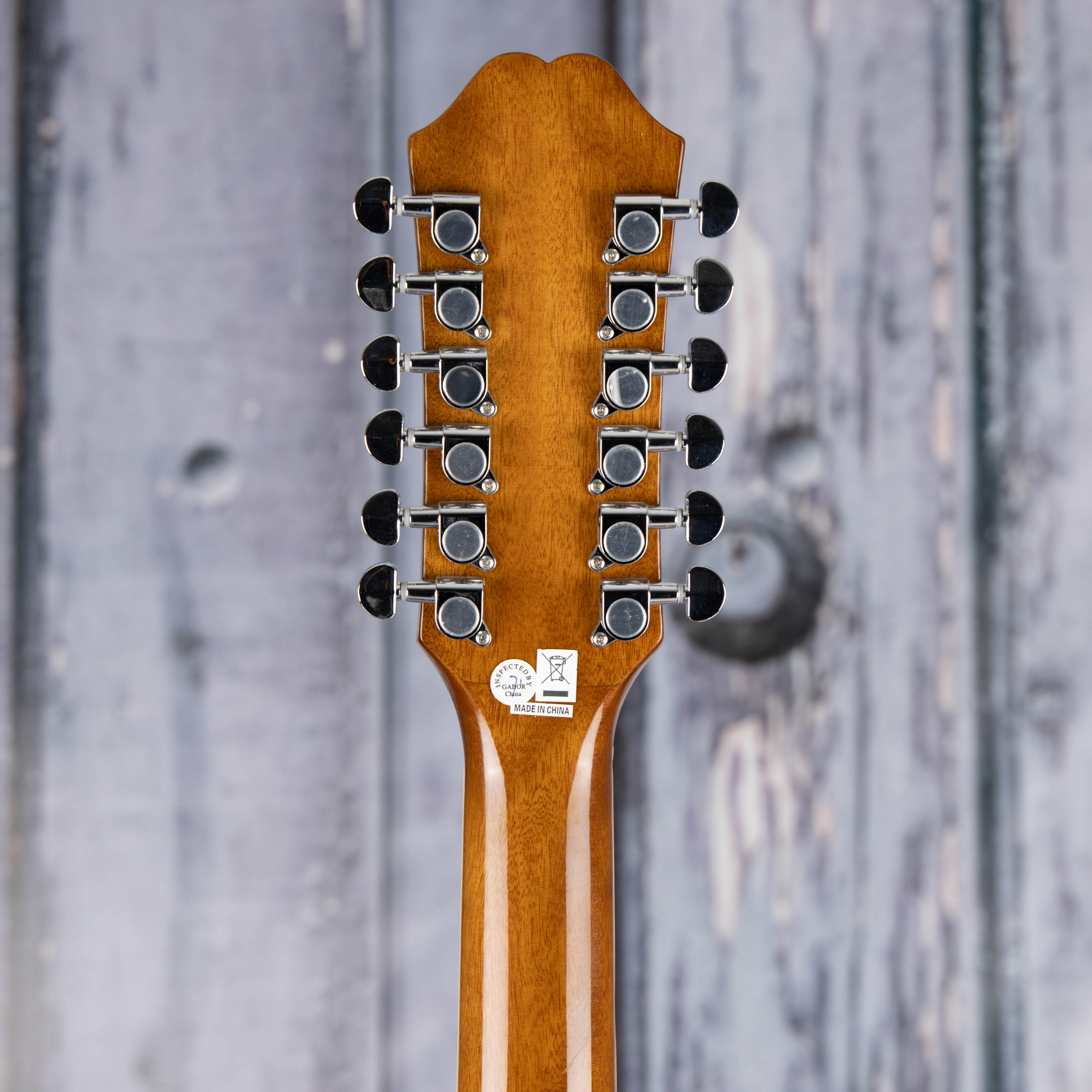 Used Epiphone Songmaker DR-212 12-String Acoustic Guitar, Natural, back headstock