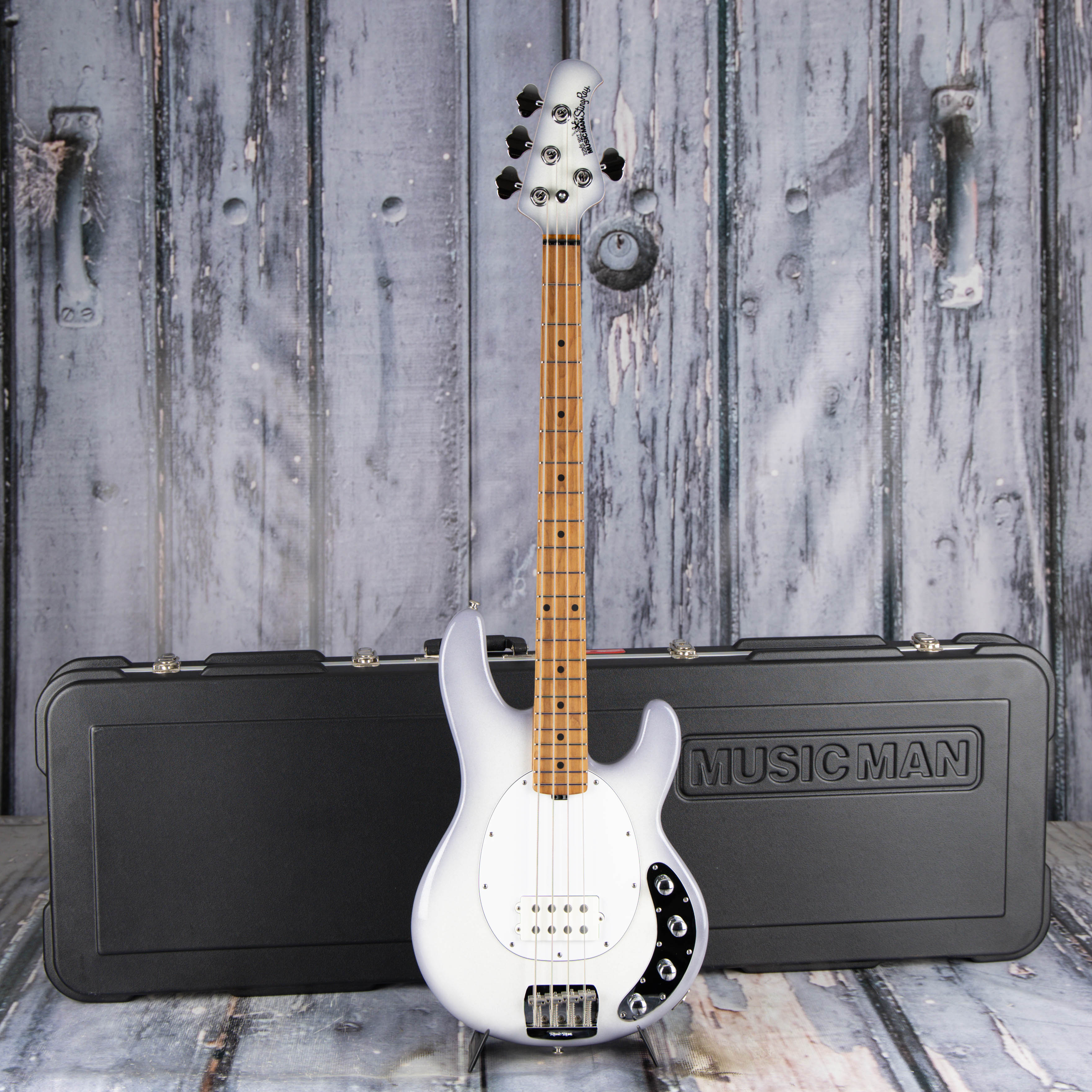 Used Ernie Ball Music Man StingRay Special Electric Bass Guitar, Snowy Night, case