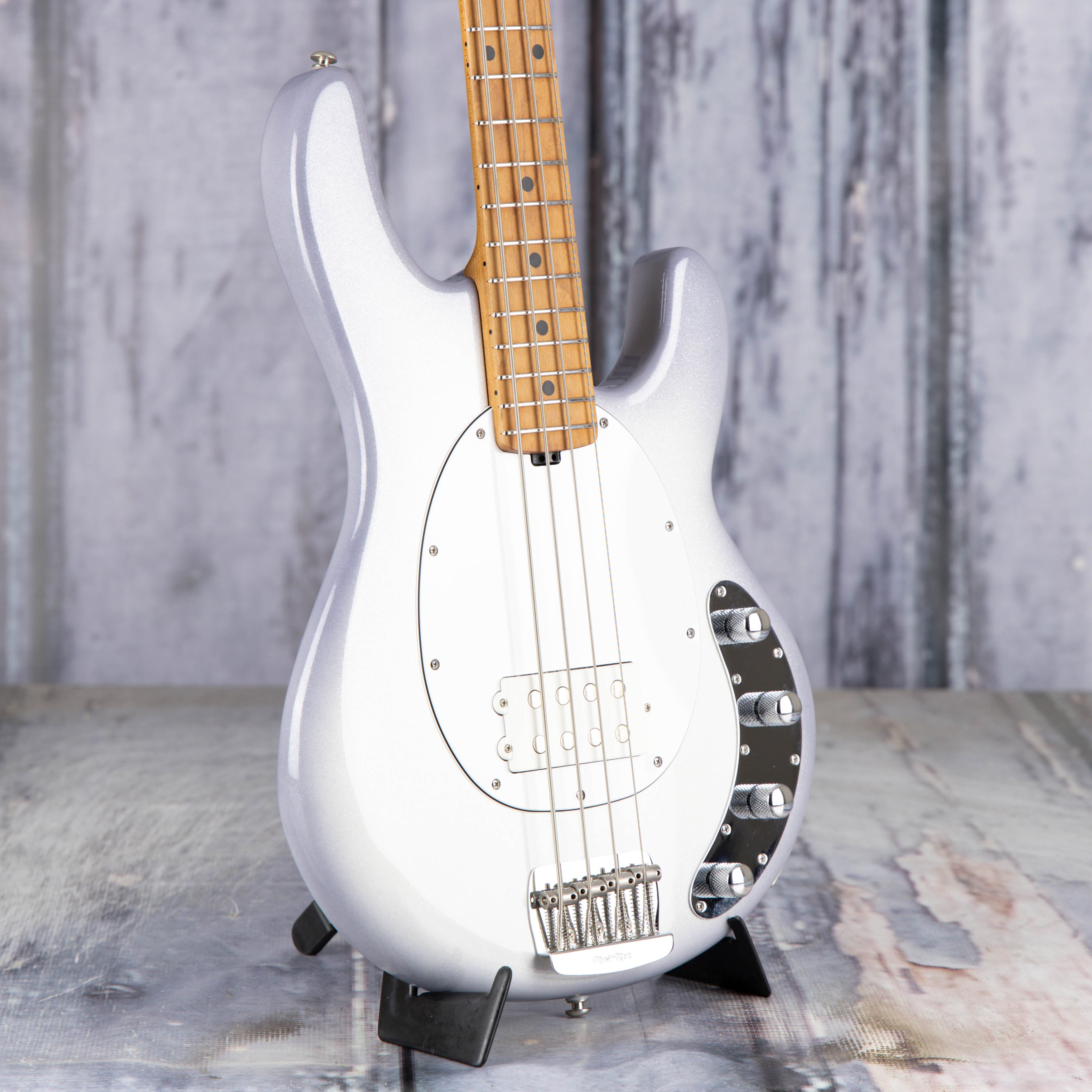 Used Ernie Ball Music Man StingRay Special Electric Bass Guitar, Snowy Night, angle