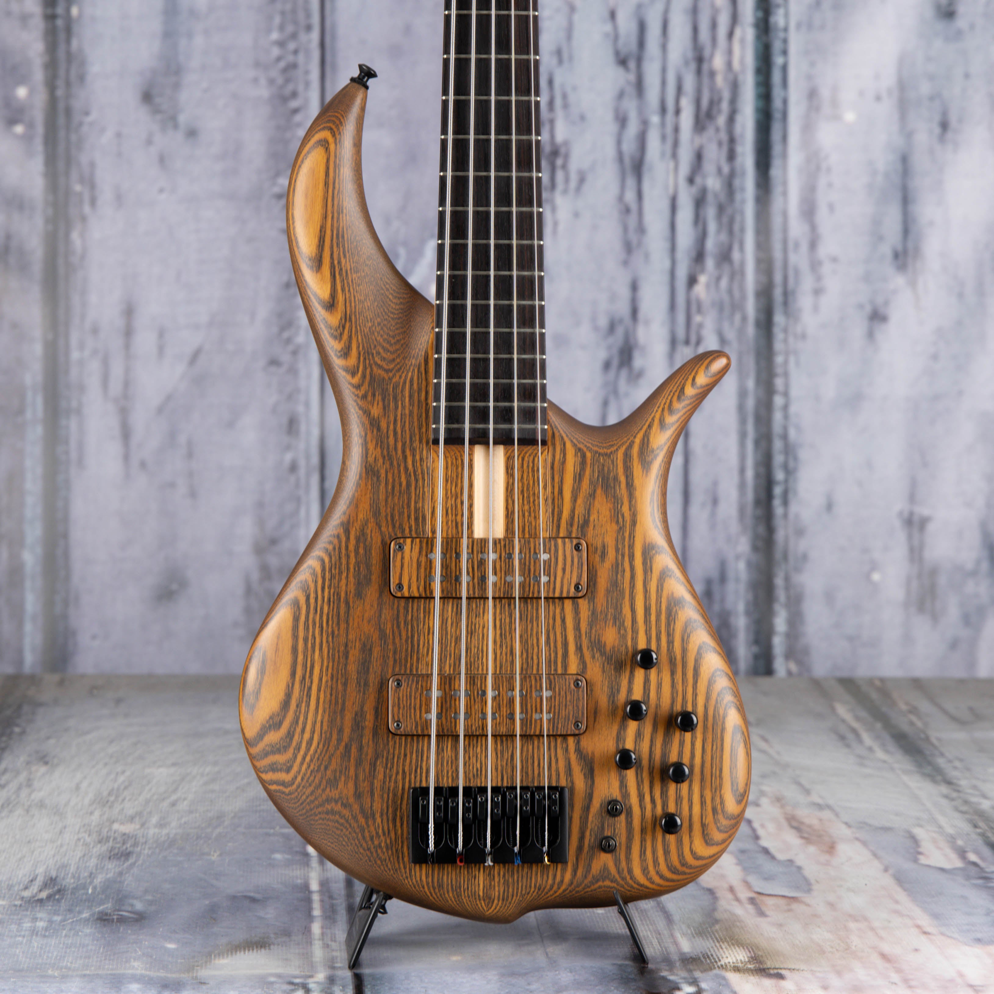 Used F-Bass BN5 Deluxe 5-String Electric Bass Guitar, Natural, front closeup
