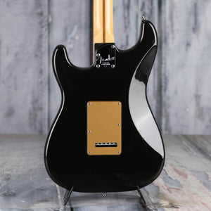 Used Fender American Deluxe Stratocaster Electric Guitar, 2004, Montego Black, back closeup