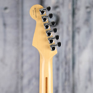 Used Fender American Deluxe Stratocaster Electric Guitar, 2004, Montego Black, back headstock