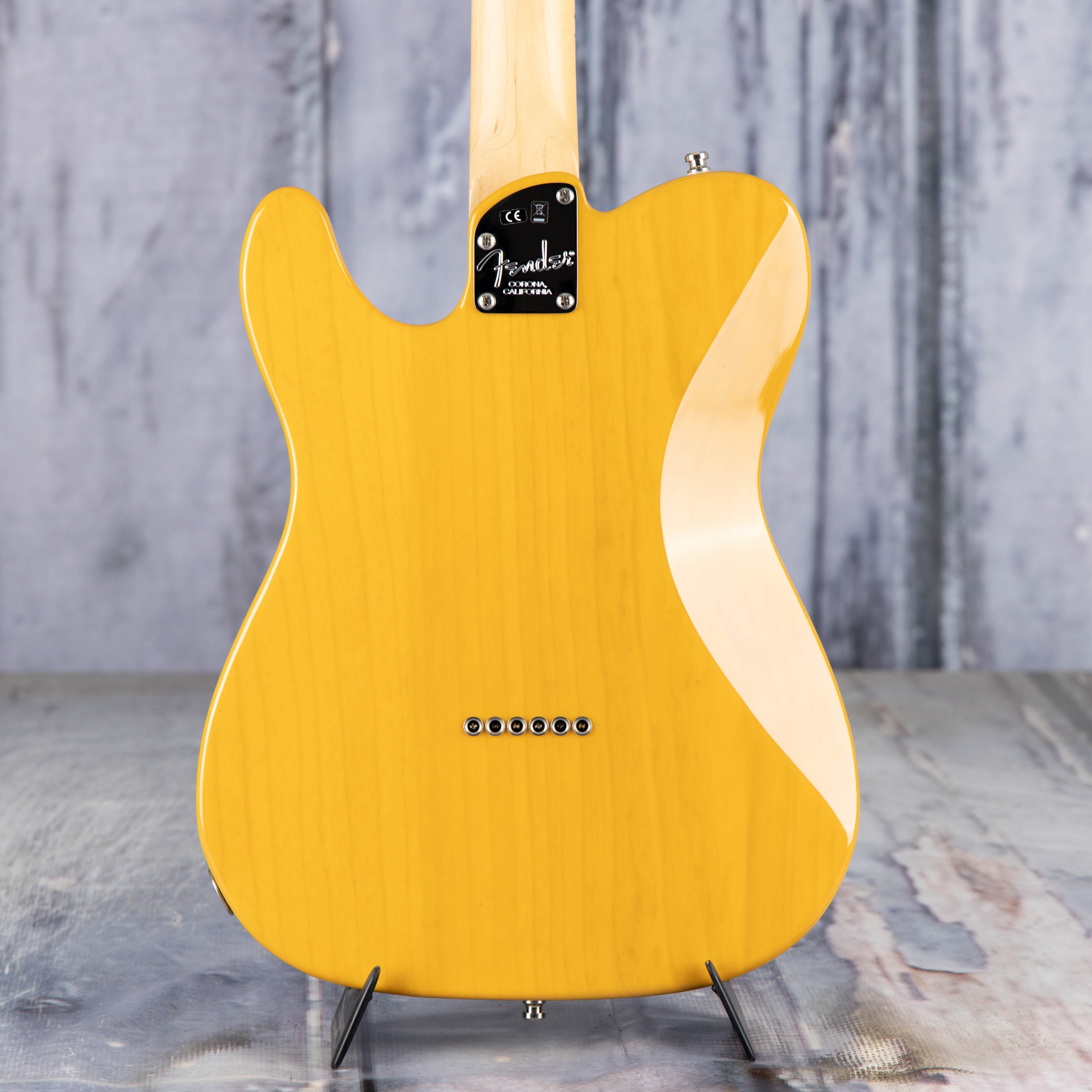 Used Fender American Elite Telecaster Electric Guitar, 2019, Butterscotch Blonde, back closeup