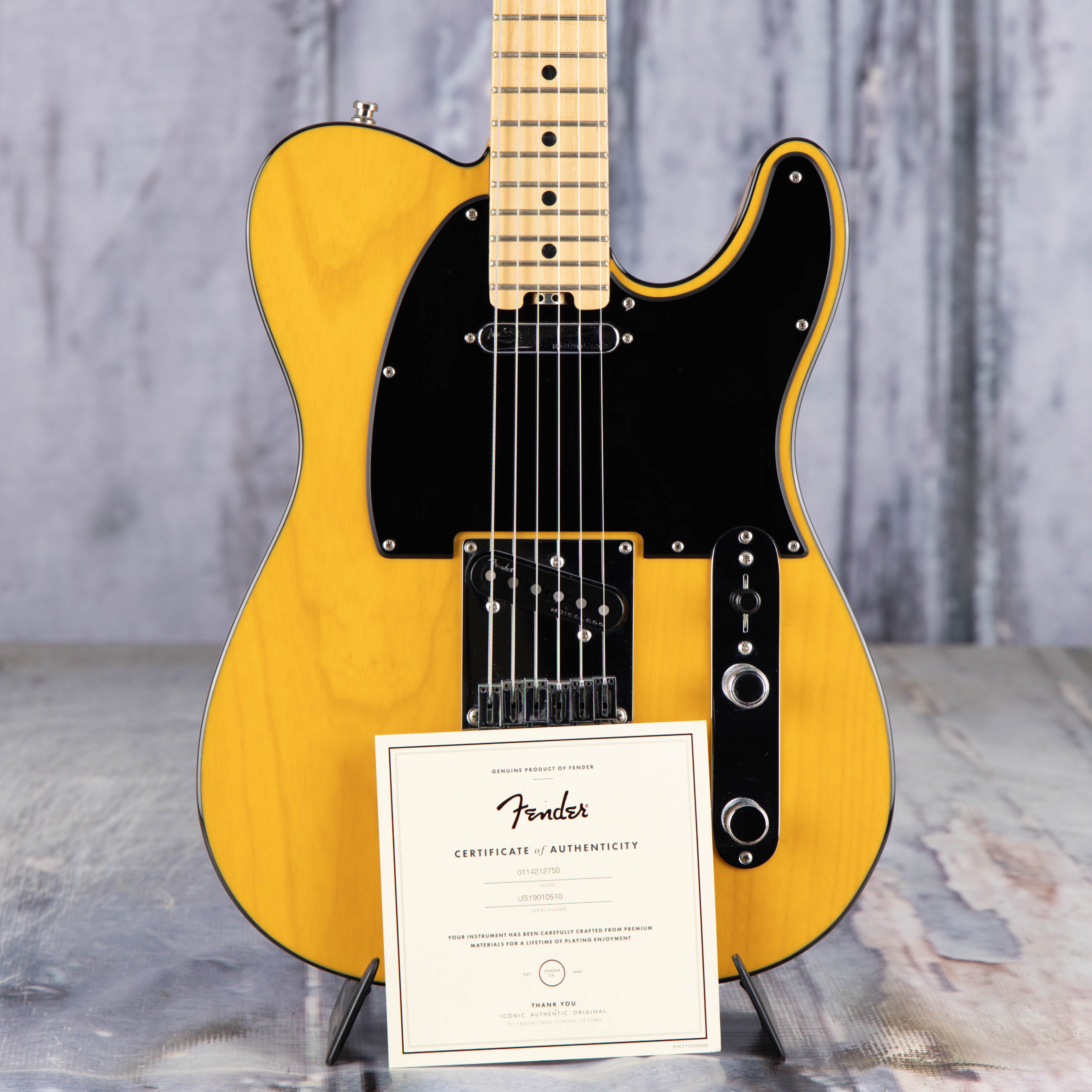 Used Fender American Elite Telecaster Electric Guitar, 2019, Butterscotch Blonde, coa