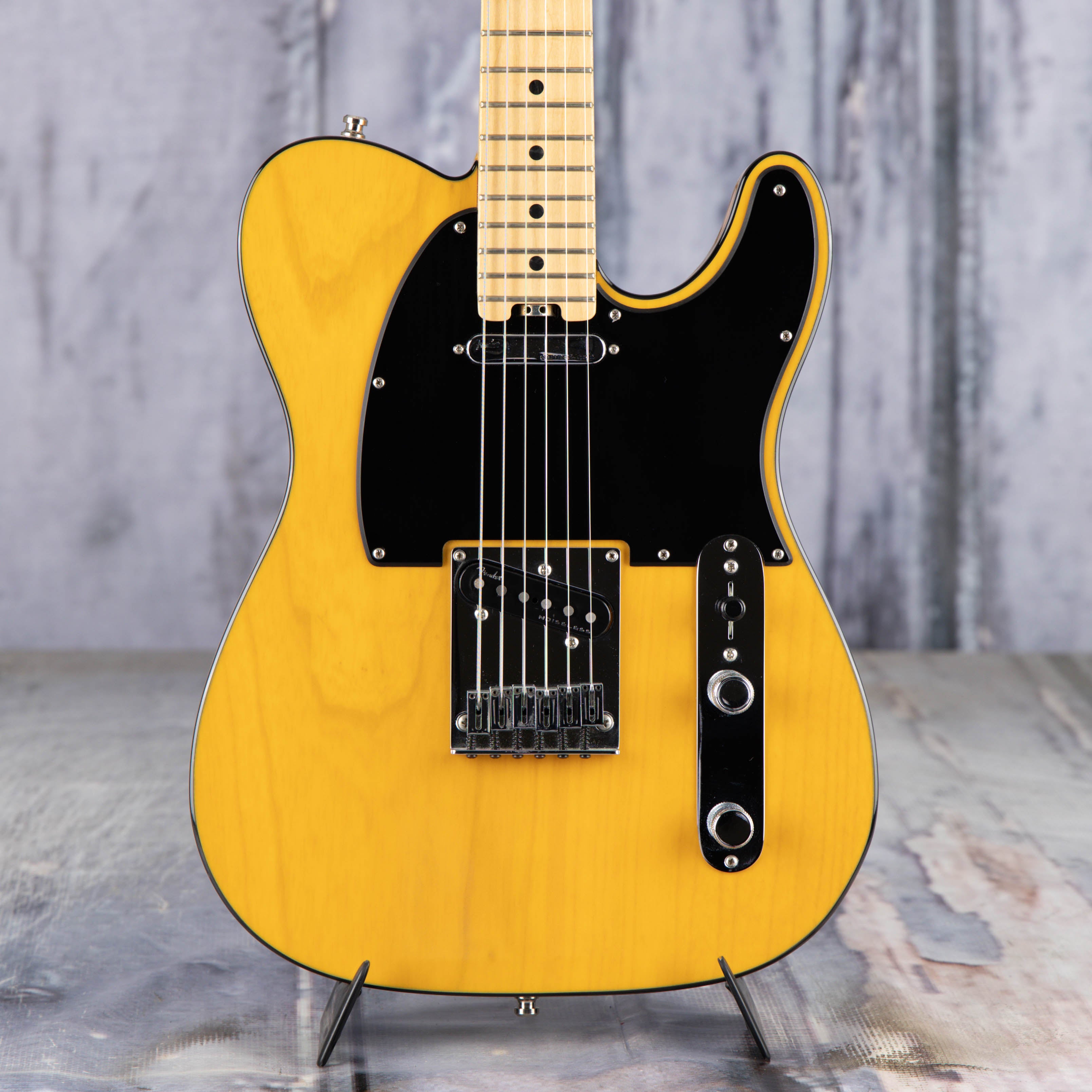 Used Fender American Elite Telecaster Electric Guitar, 2019, Butterscotch Blonde, front closeup