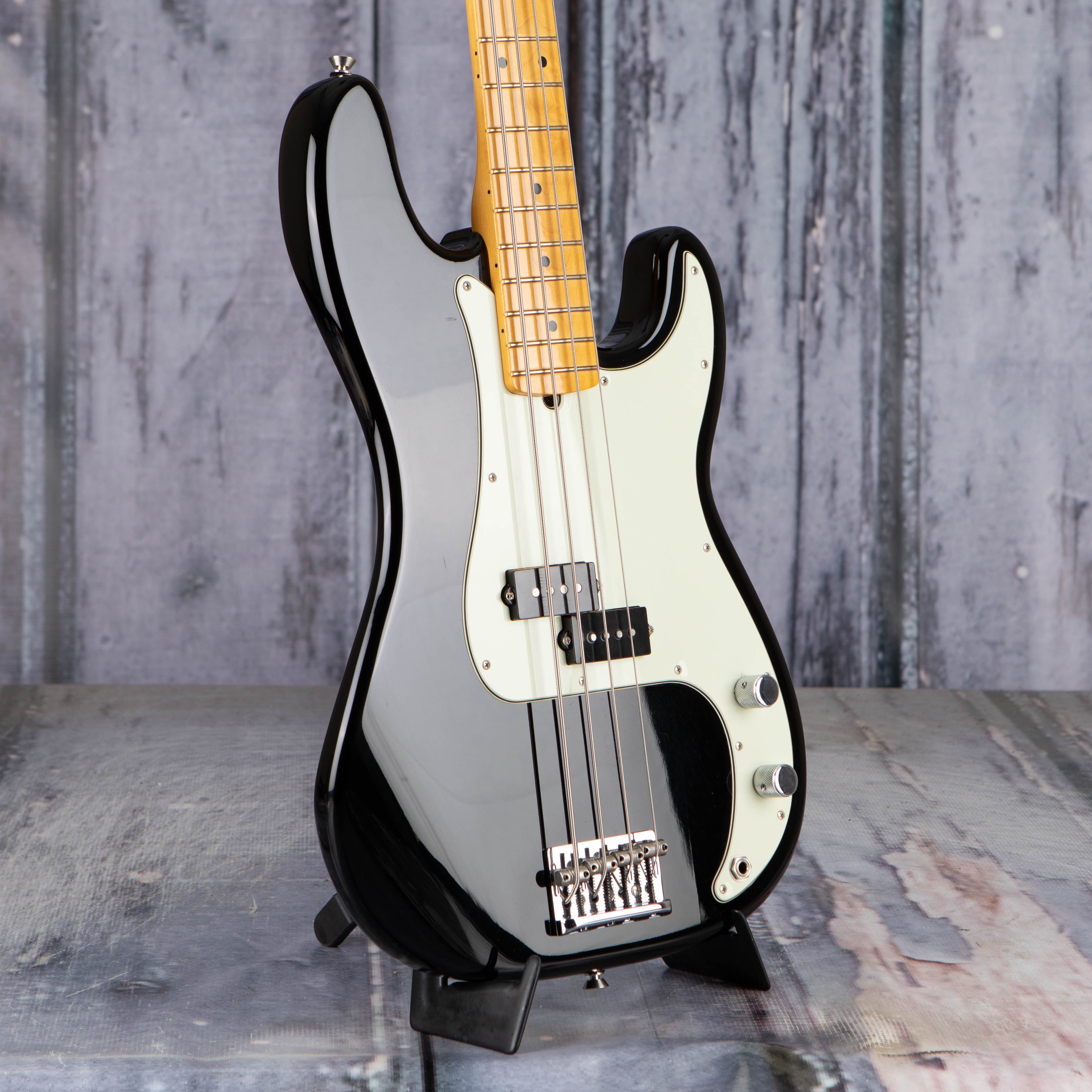 Used Fender American Professional II Precision Bass Guitar, 2021, Black, angle