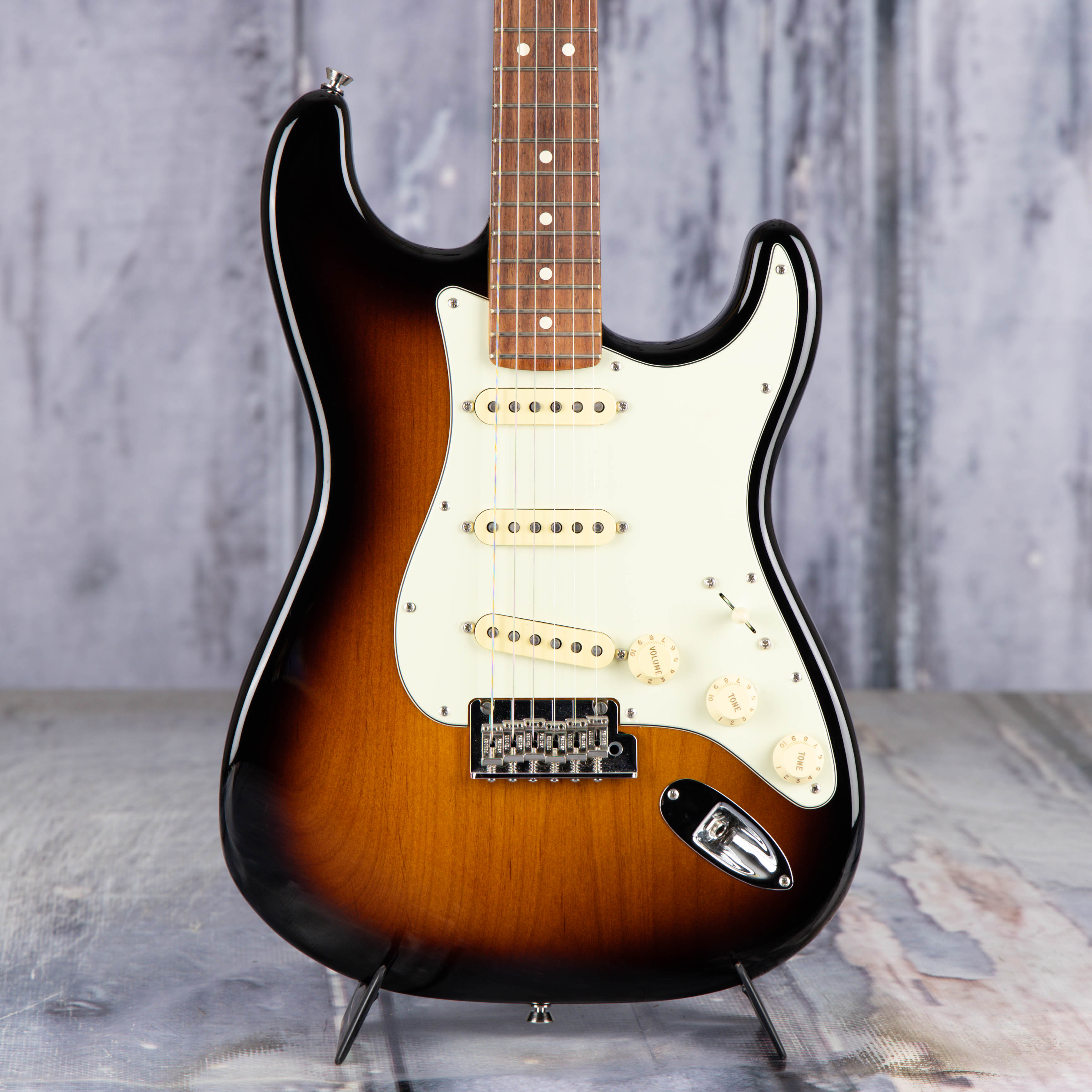 Used Fender American Professional II Stratocaster Electric Guitar, 2023, 3-Tone Sunburst, front closeup