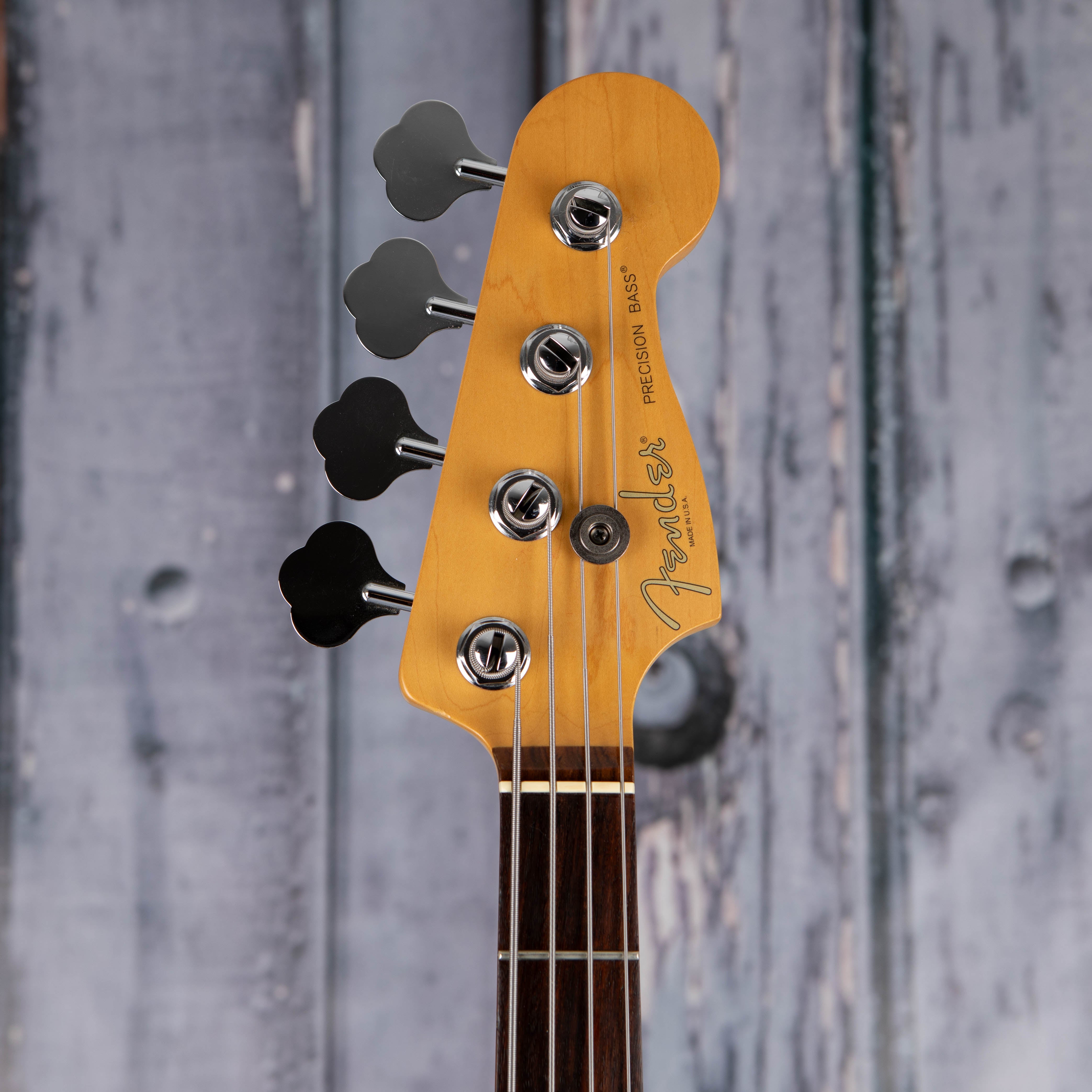 Used Fender American Standard Precision Bass Guitar, 1995, Brown Sunburst, front headstock