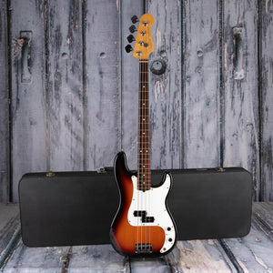 Used Fender American Standard Precision Bass Guitar, 1995, Brown Sunburst, case