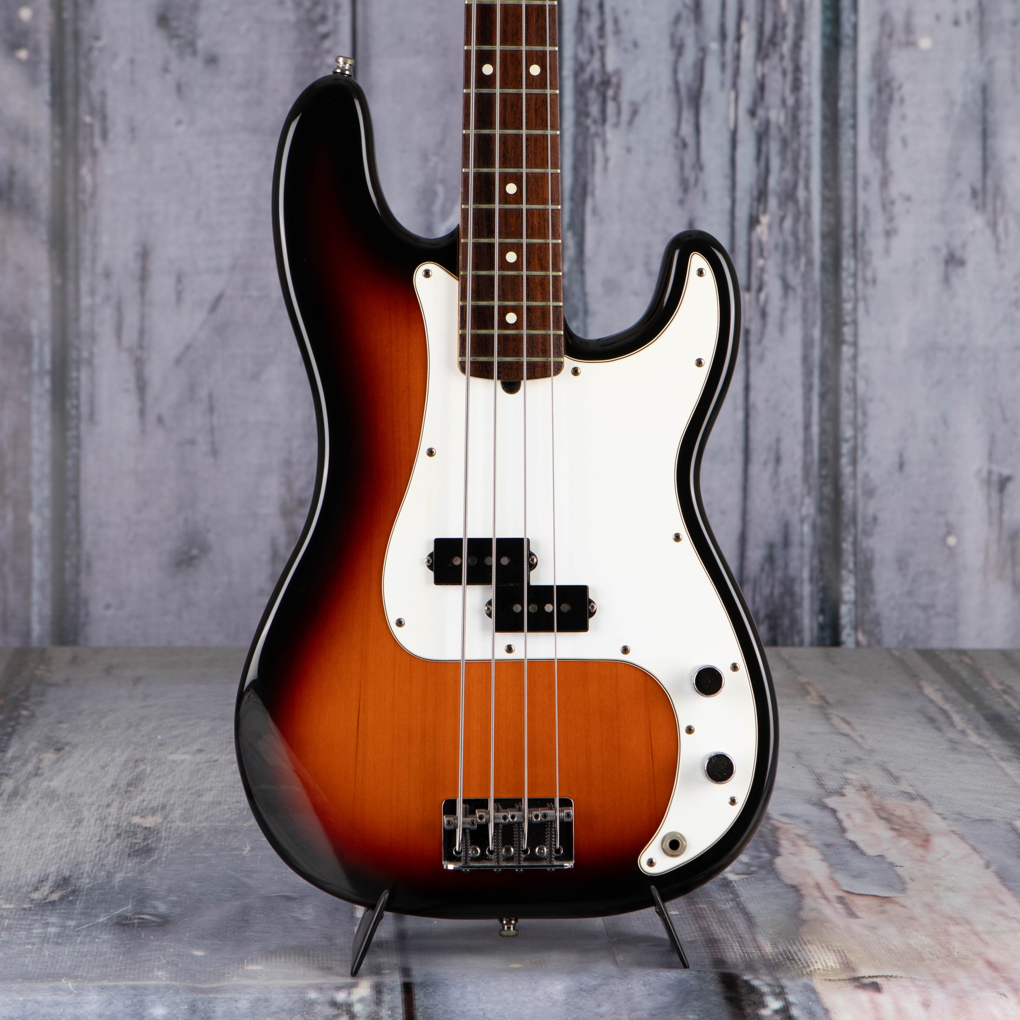 Used Fender American Standard Precision Bass Guitar, 1995, Brown Sunburst, front closeup
