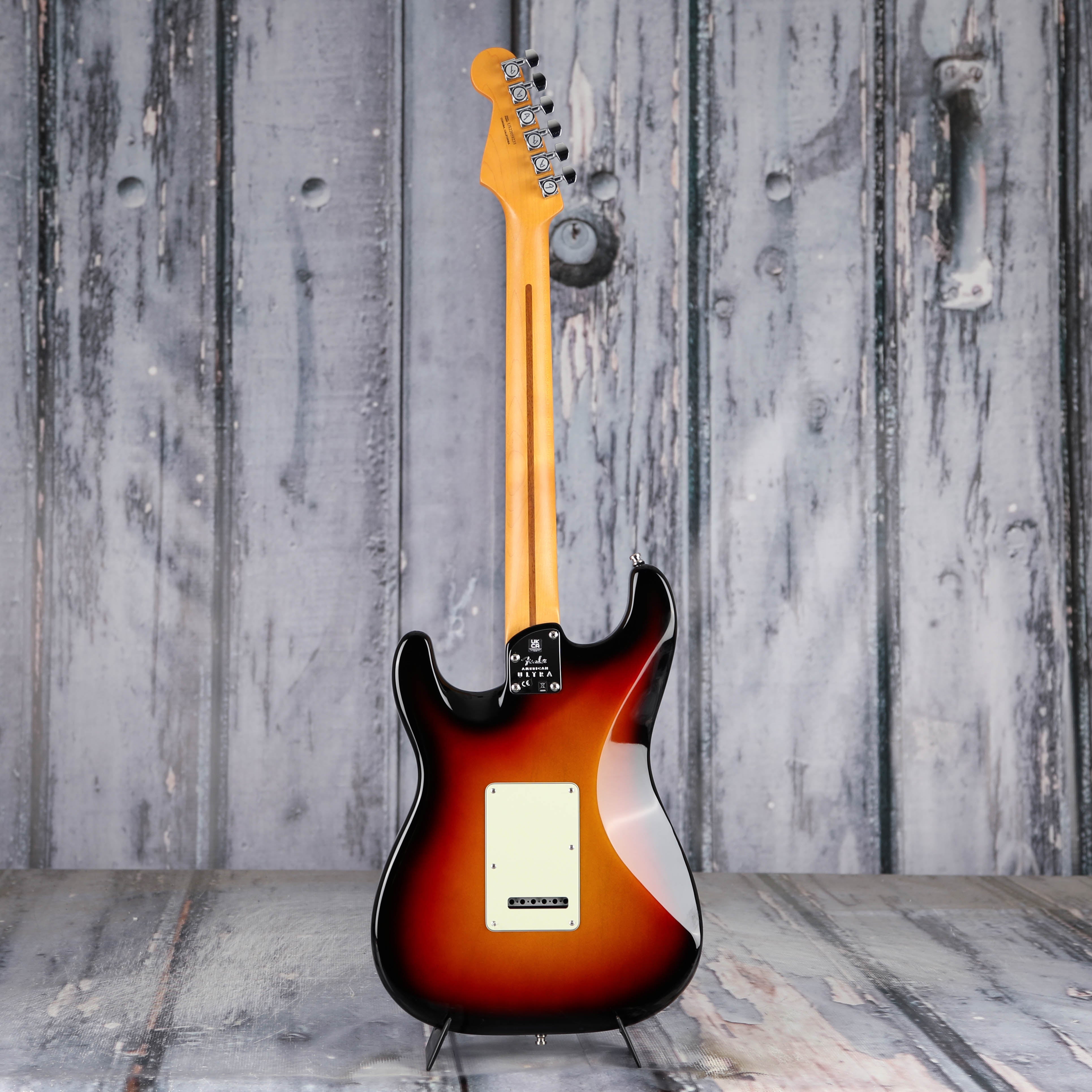 Used Fender American Ultra Stratocaster Electric Guitar, 2022, Ultraburst, back